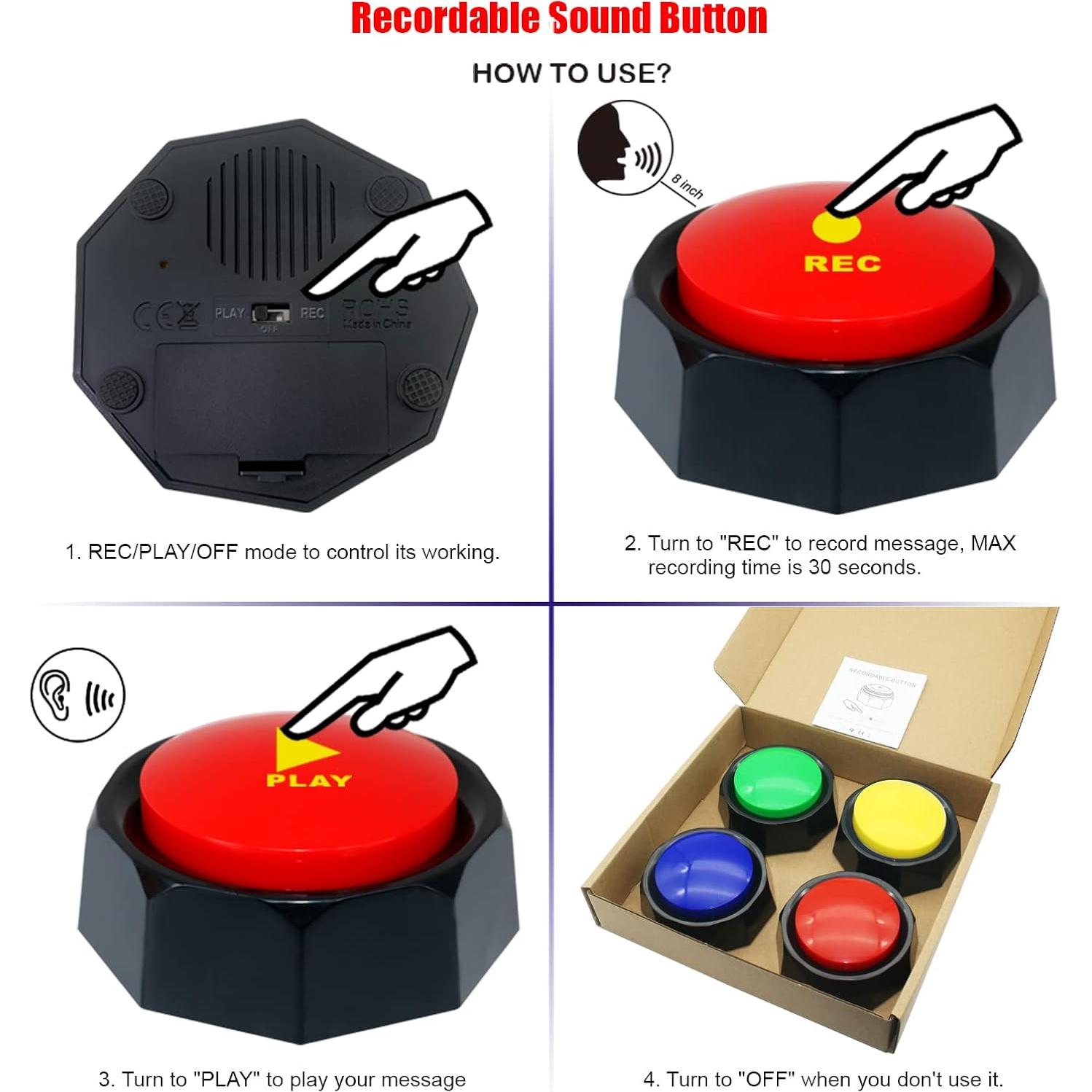 Botones de Comunicación para Perros JOY-U - Grabación 30s, 4 Unidades