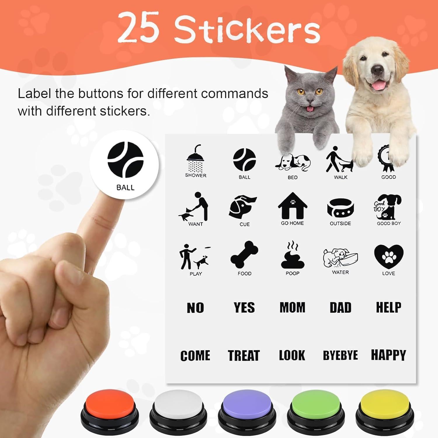 Set de 10 Botones de Comunicación para Perros NFSQ 8.8cm