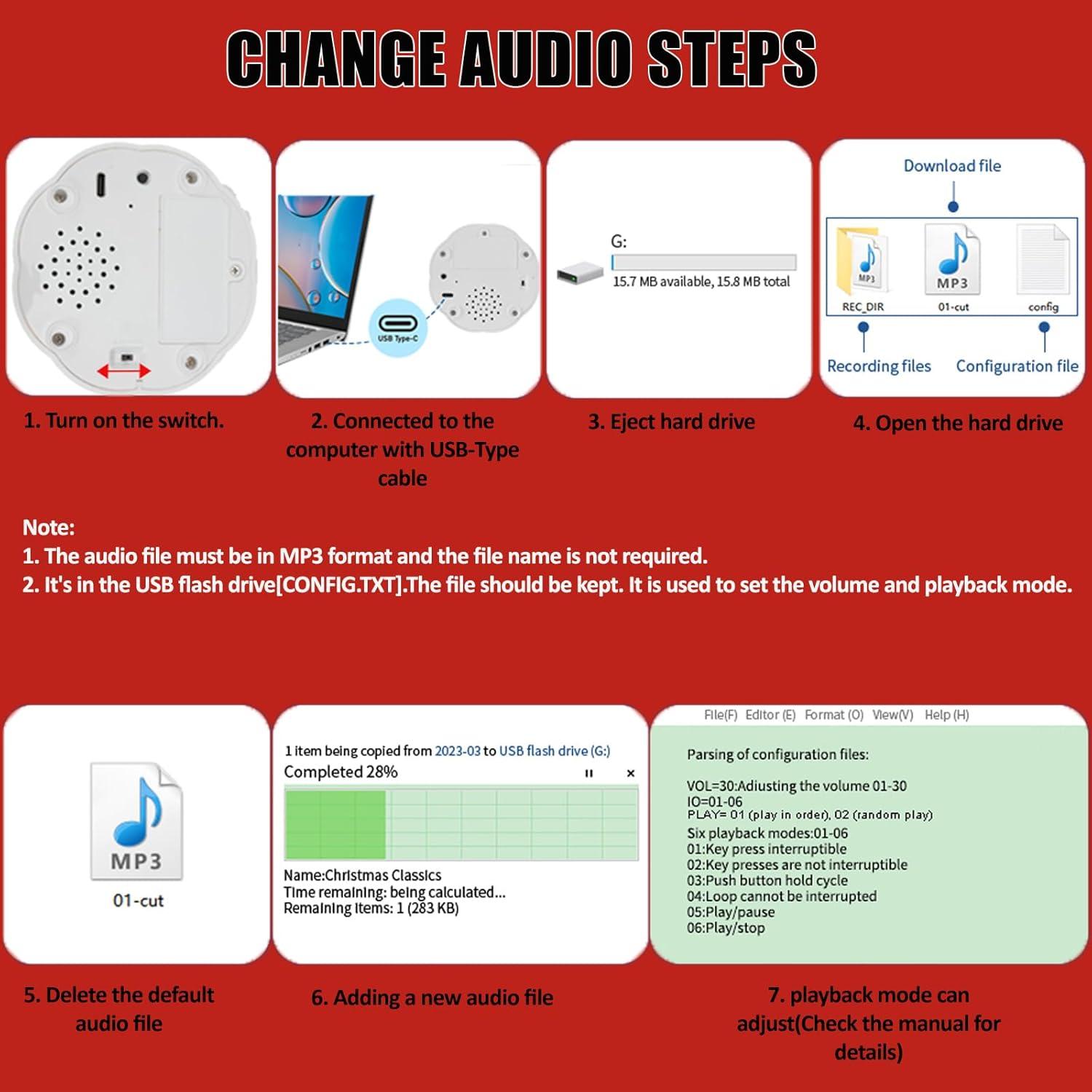 Botón de Grabación de Voz para Perros XLW 16MB Rojo
