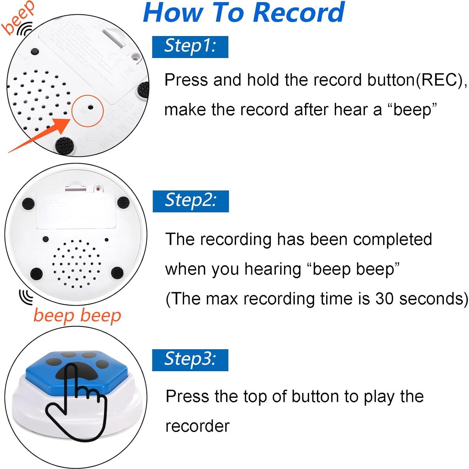 Conjunto de 6 Botones de Grabación Okllen para Mascotas