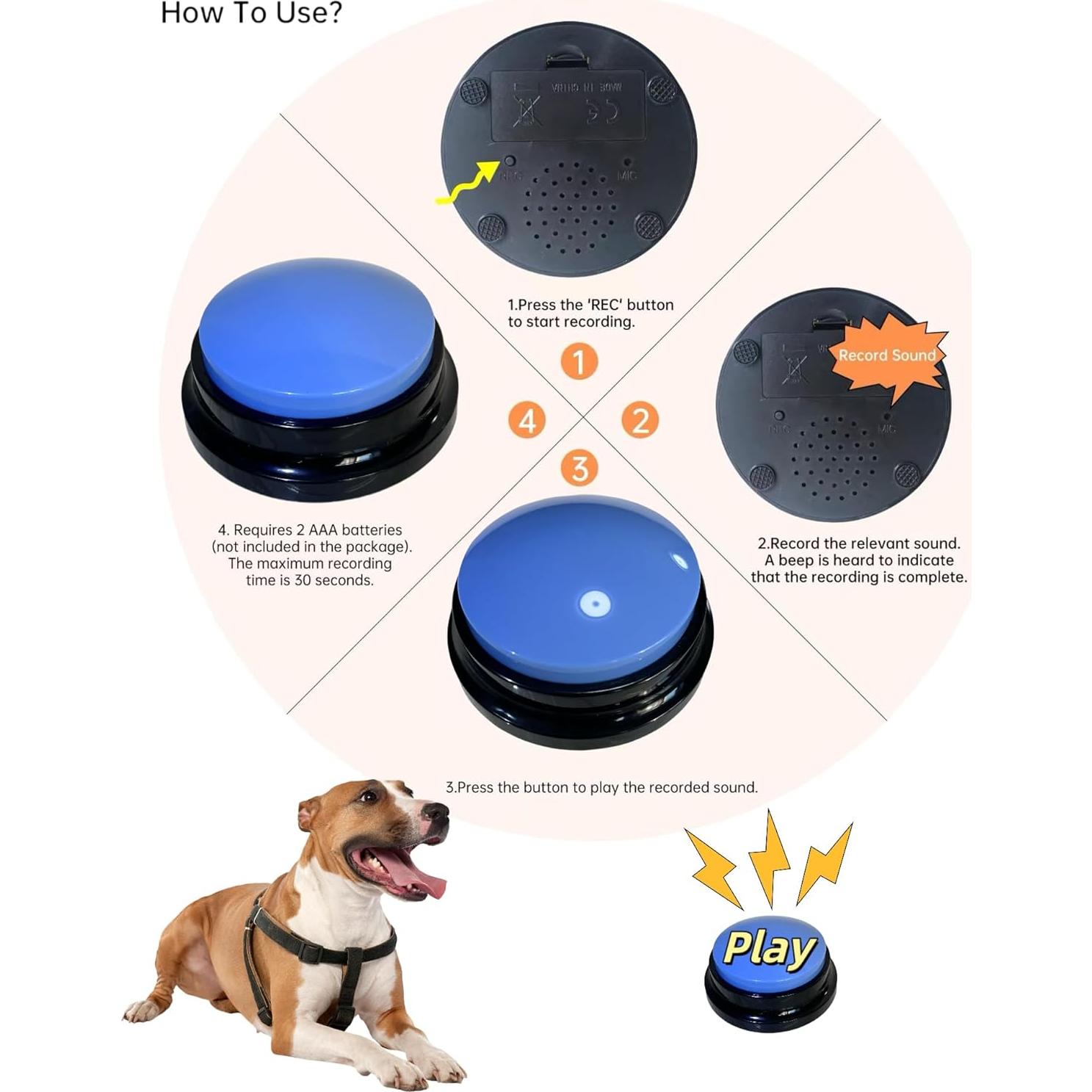 Kit de Botones de Comunicación para Perros Damei - 6 Botones Grabables