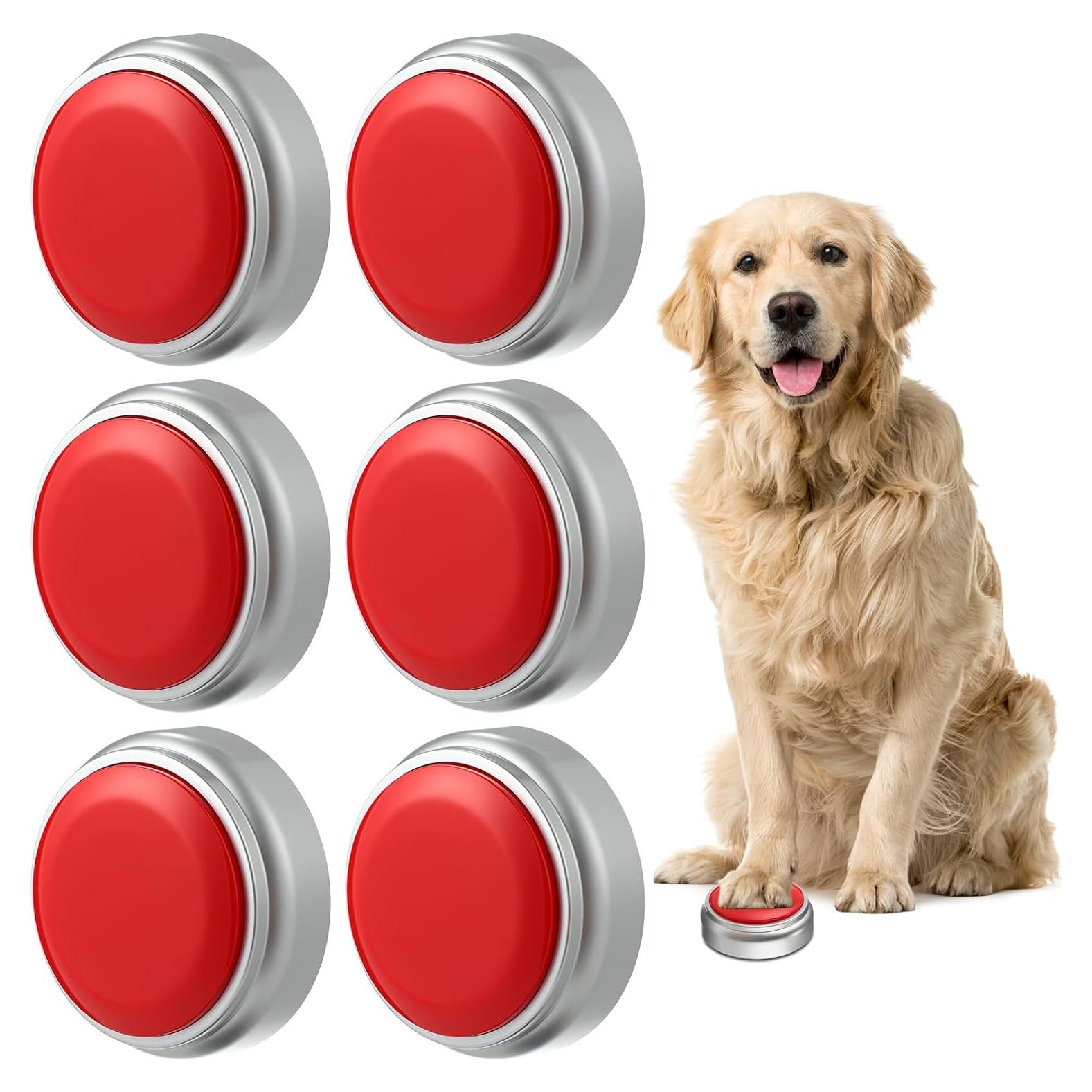 Soulchen 6 Pcs Dog Buttons for Communication Red Voice Recording Buttons Funny Pet Gifts, Safe, Sensitive, No Stimulating Sound, 30 Second Record & Playback Pet Speech Training Buzzers for Game