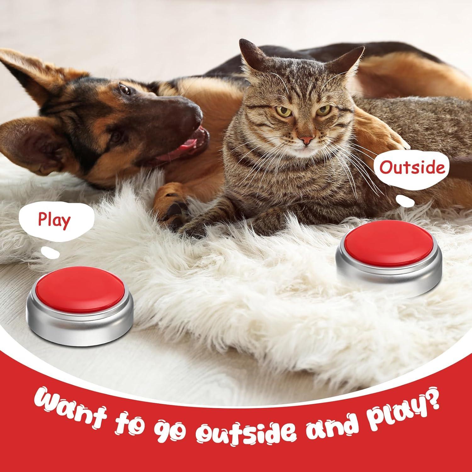 Soulchen 6 Pcs Dog Buttons for Communication Red Voice Recording Buttons Funny Pet Gifts, Safe, Sensitive, No Stimulating Sound, 30 Second Record & Playback Pet Speech Training Buzzers for Game