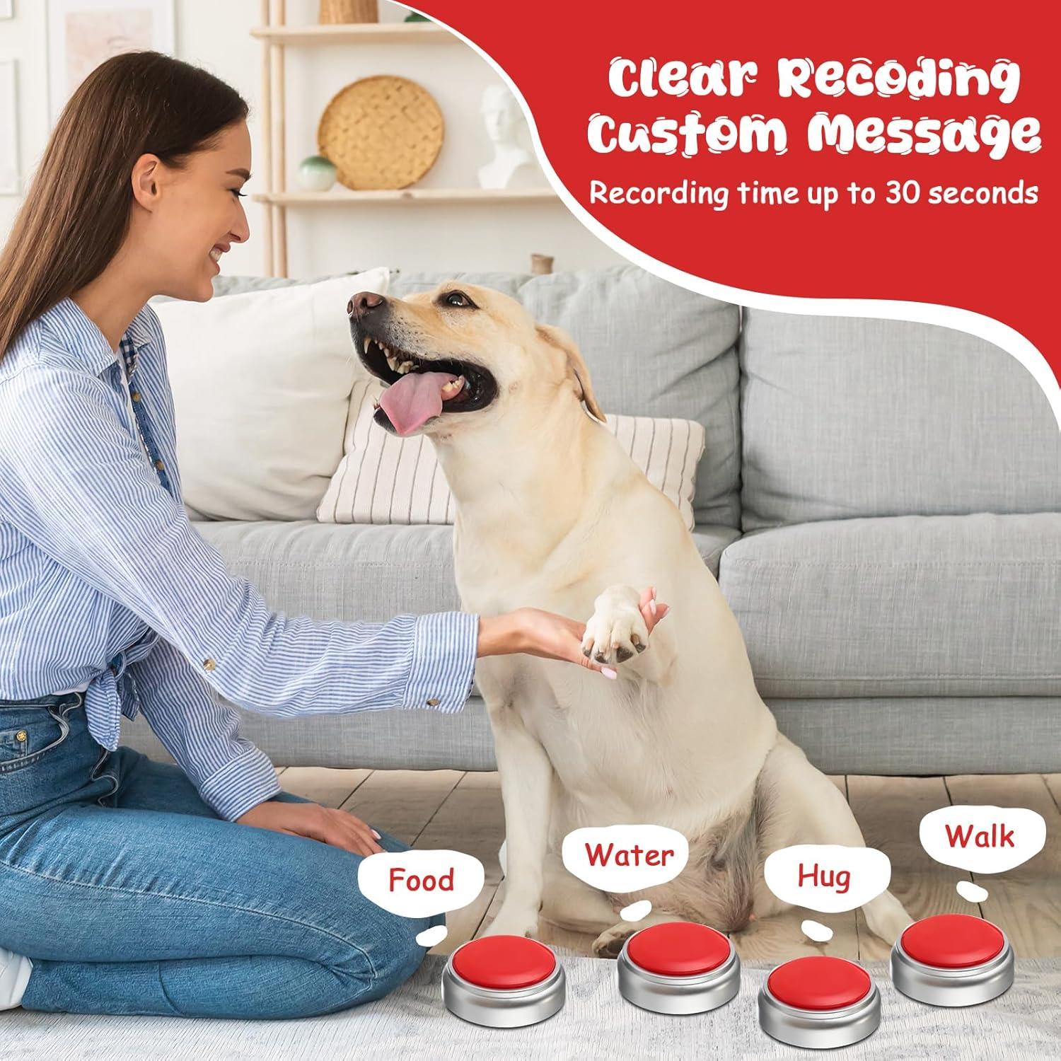 Soulchen 6 Pcs Dog Buttons for Communication Red Voice Recording Buttons Funny Pet Gifts, Safe, Sensitive, No Stimulating Sound, 30 Second Record & Playback Pet Speech Training Buzzers for Game