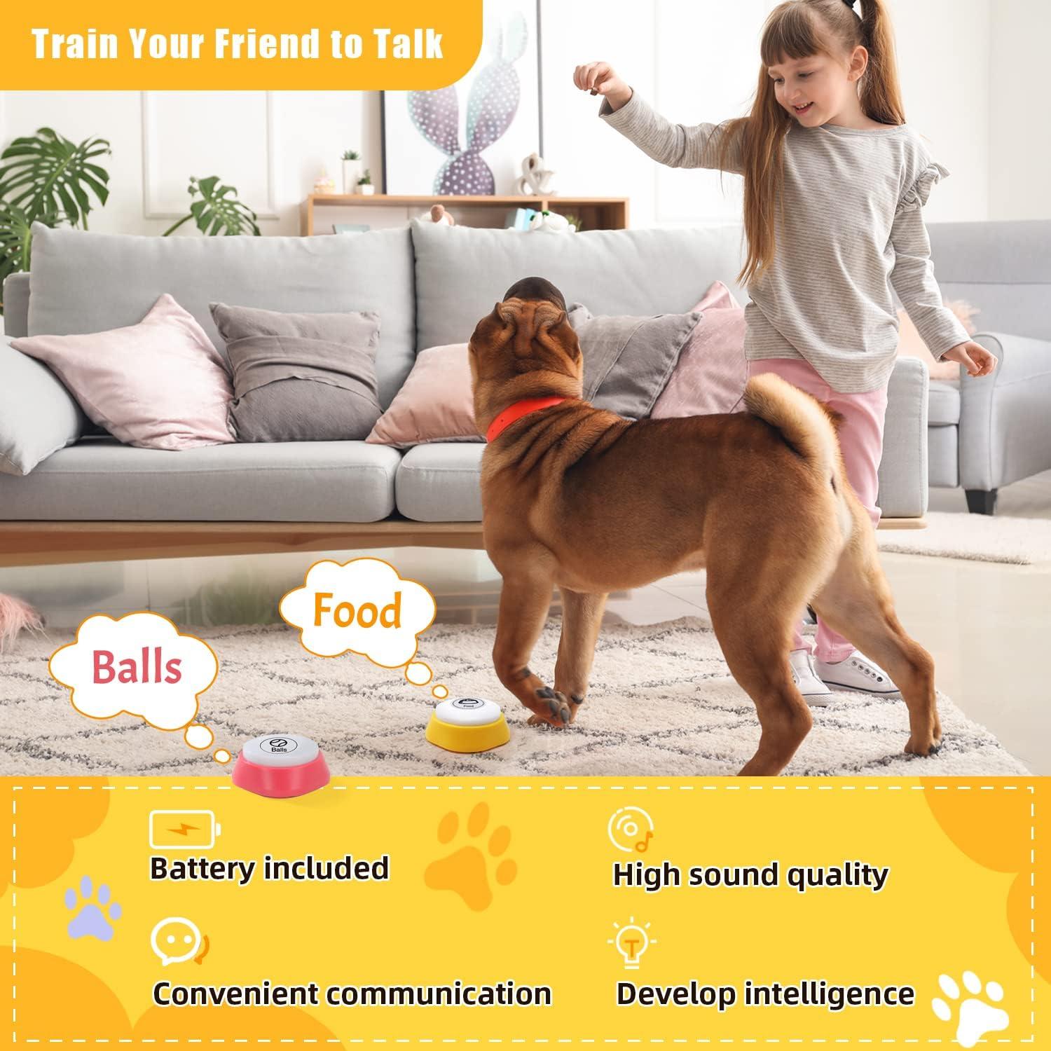 Dog Buttons for Communication, Pet Words Training Gifts for Beginner, Dog Talking Training Buttons,4 Color Voice Recording Button(Battery Included)