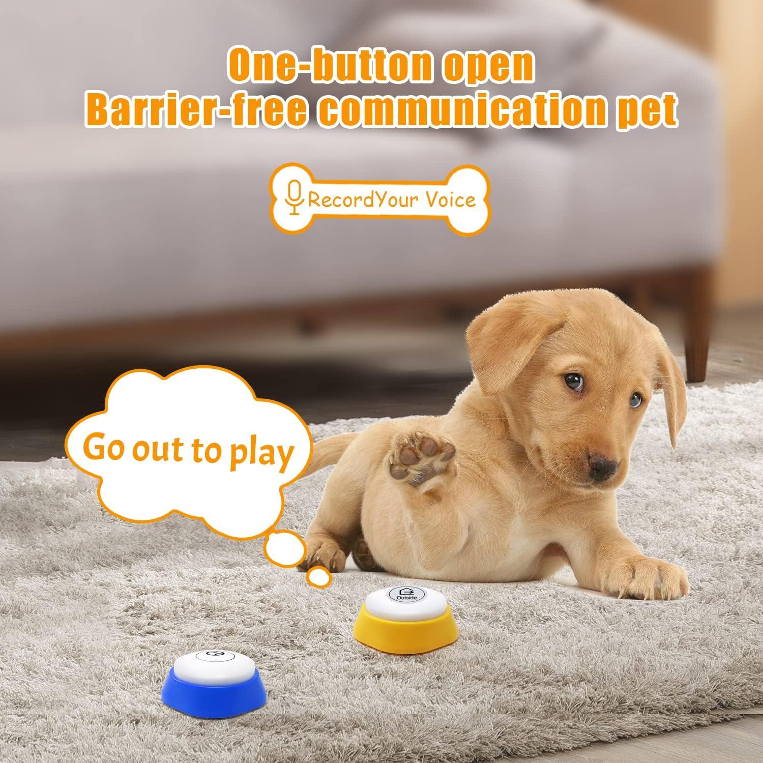 Dog Buttons for Communication, Pet Words Training Gifts for Beginner, Dog Talking Training Buttons,4 Color Voice Recording Button(Battery Included)