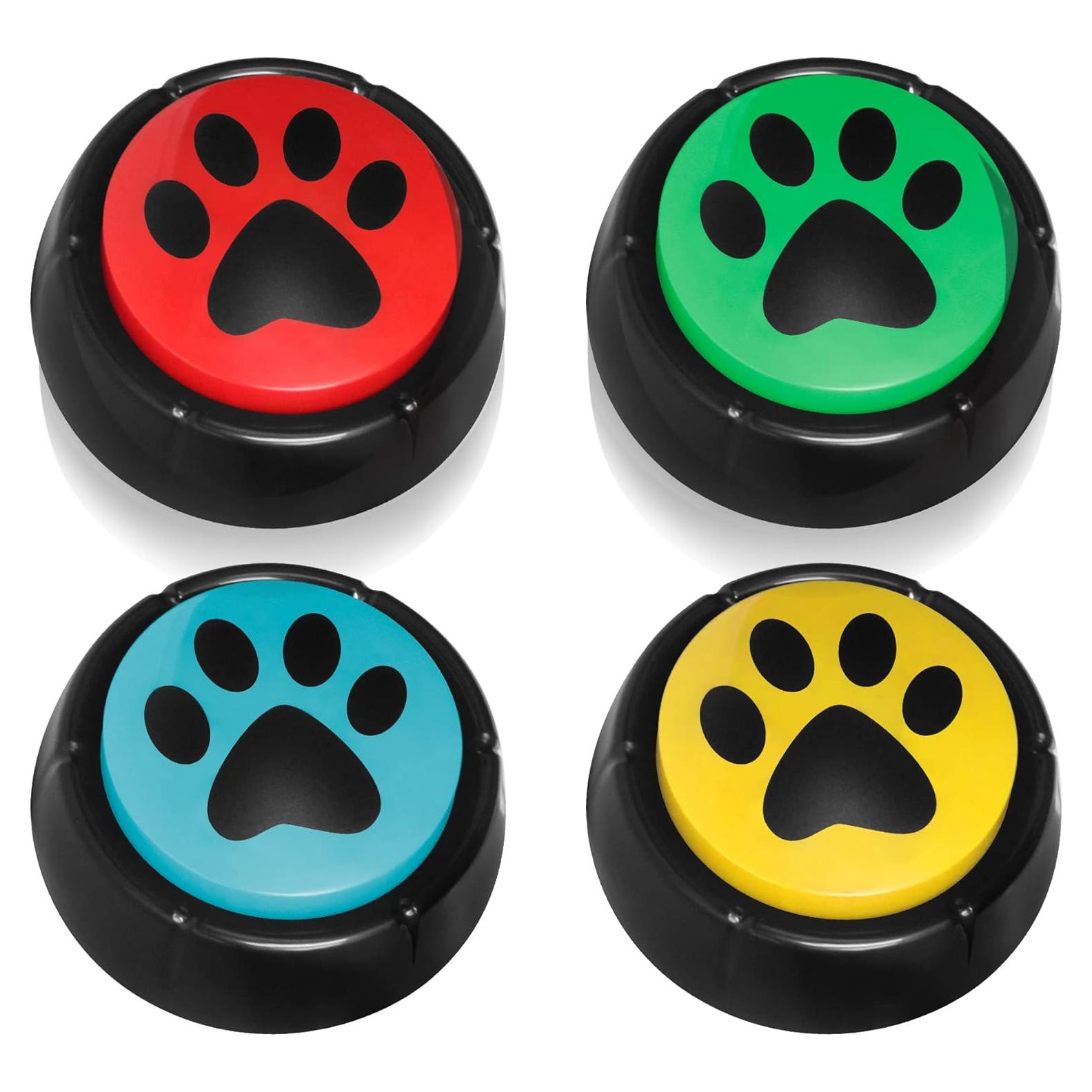 Recordable Buttons for Dogs, Cat and Dog Buttons for Communication Dogs Speech Training Buttons Talking Sound Buttons - 30 Seconds Record Button, Pack of 4 (Battery Included)