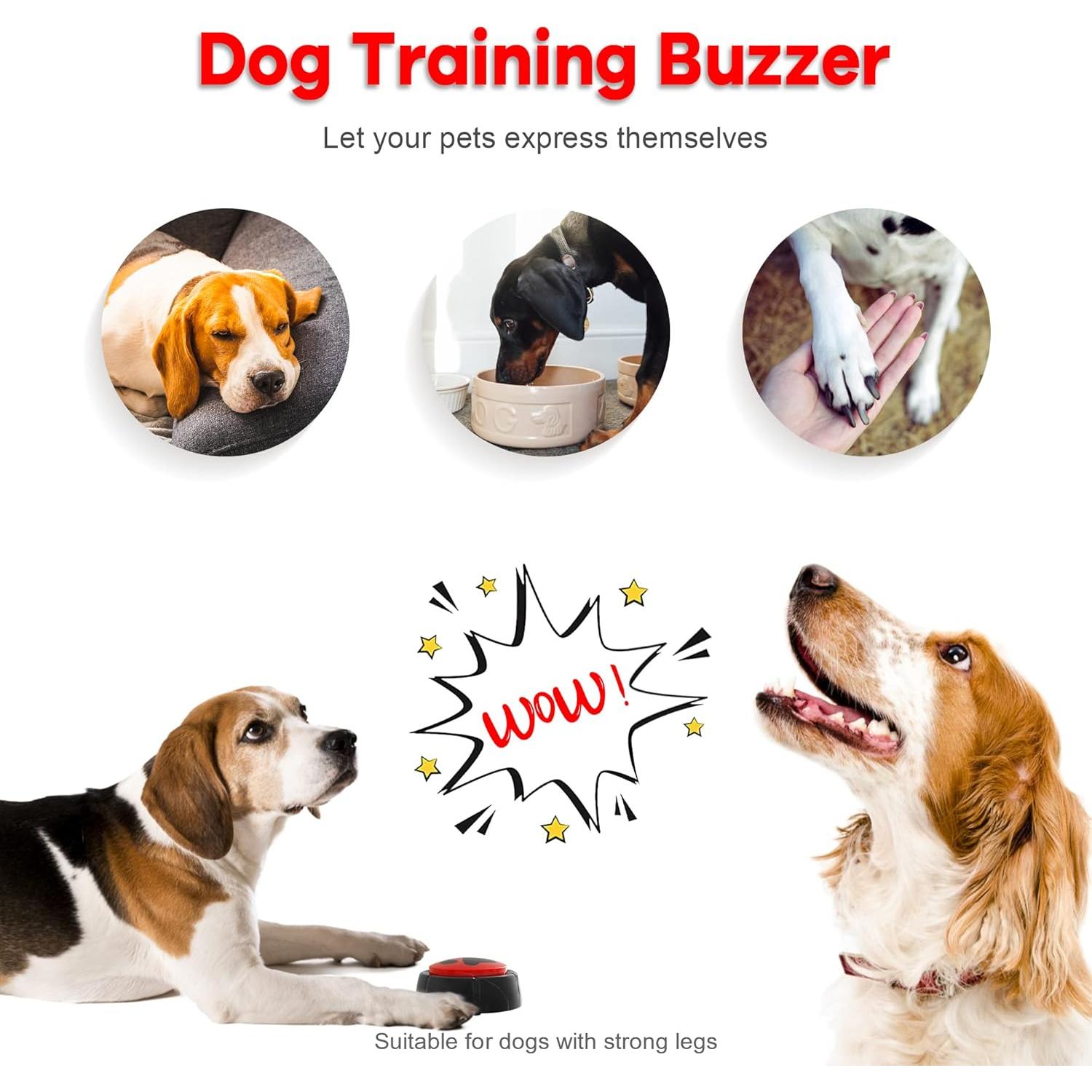 Recordable Buttons for Dogs, Cat and Dog Buttons for Communication Dogs Speech Training Buttons Talking Sound Buttons - 30 Seconds Record Button, Pack of 4 (Battery Included)