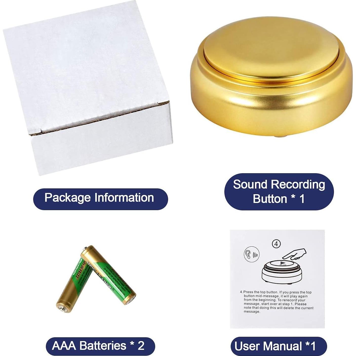 Botón Grabable Dorado 30 Segundos - Comunicación para Perros