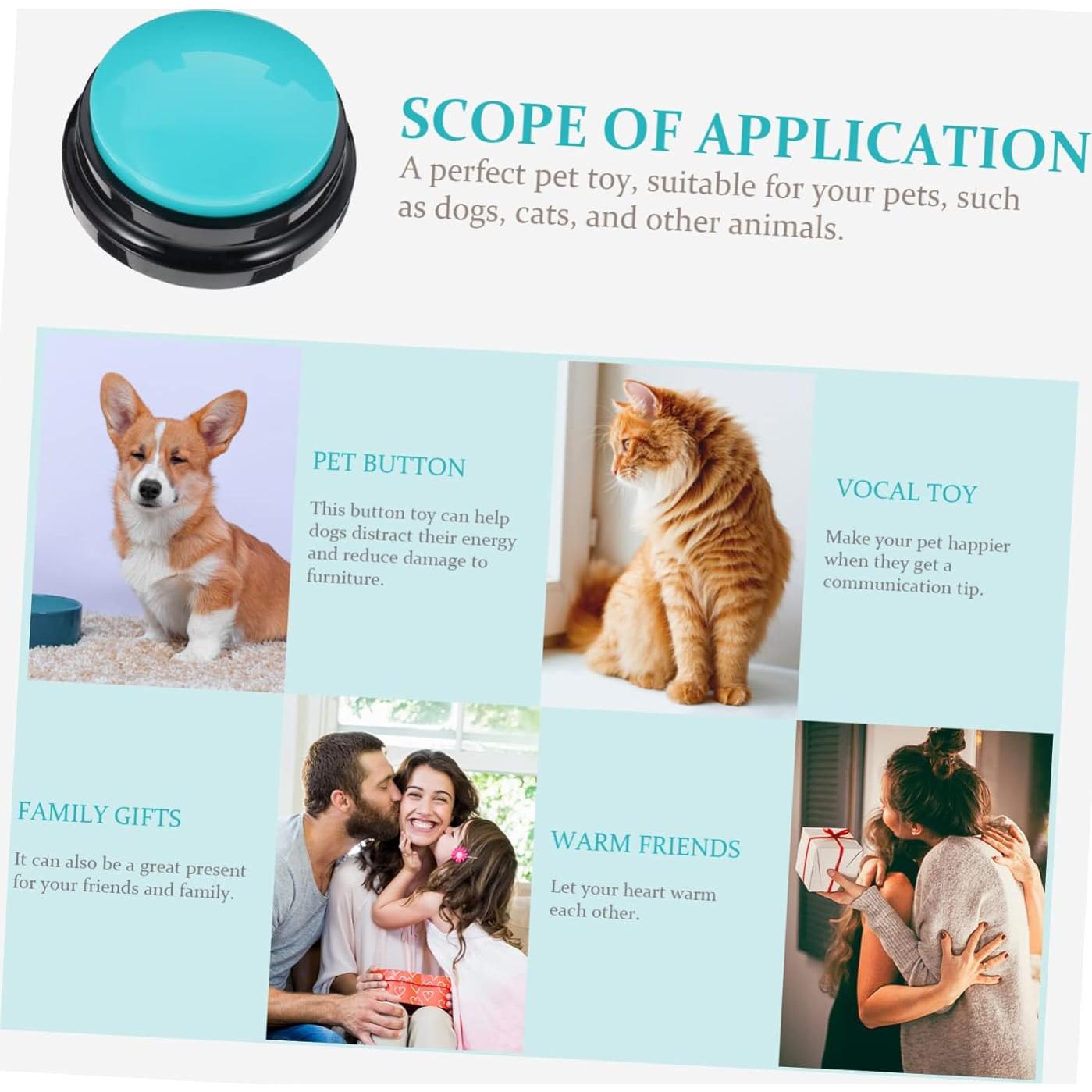 Botón Hablante para Mascotas Happyyami Azul 8.79cm Durable