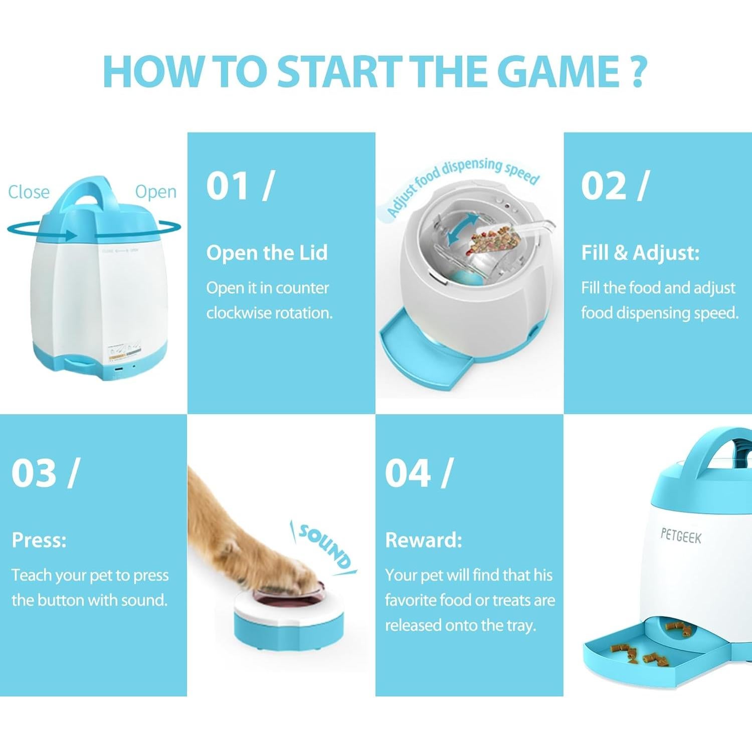 Dispensador Automático de Golosinas para Perros PETGEEK - Control Remoto