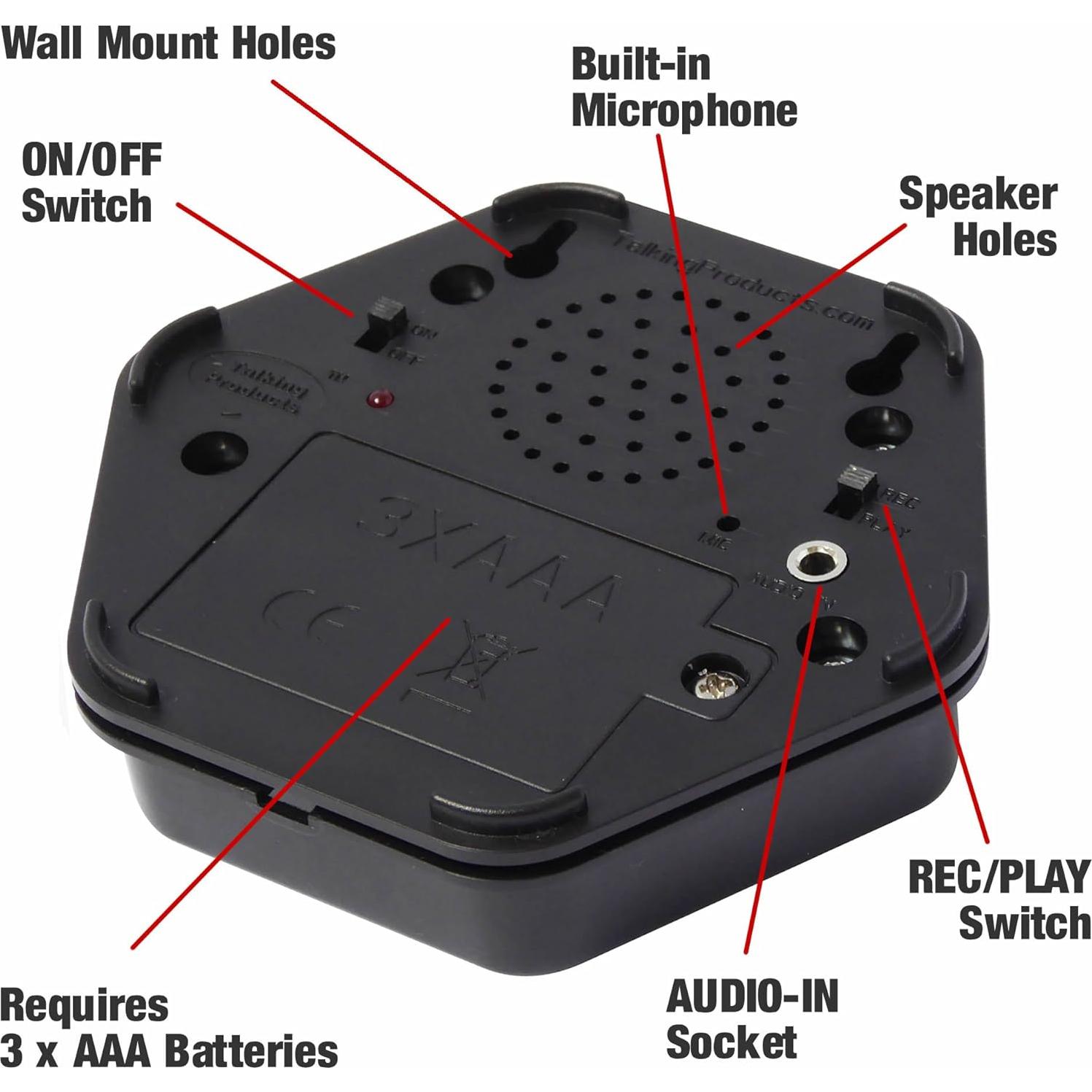 Botón de Sonido Grabable Talking Tile 80s Negro - Educativo