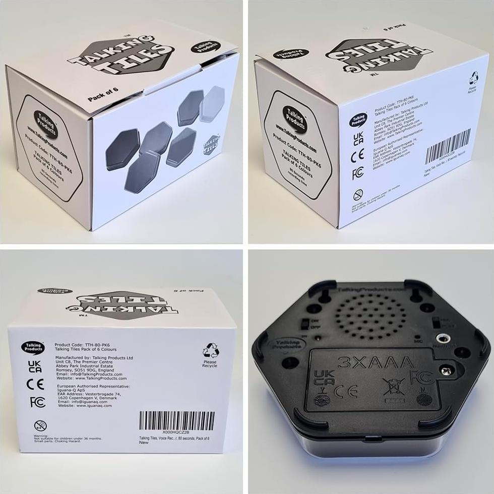 Botón de Sonido Grabable Talking Tile 80s Negro - Educativo