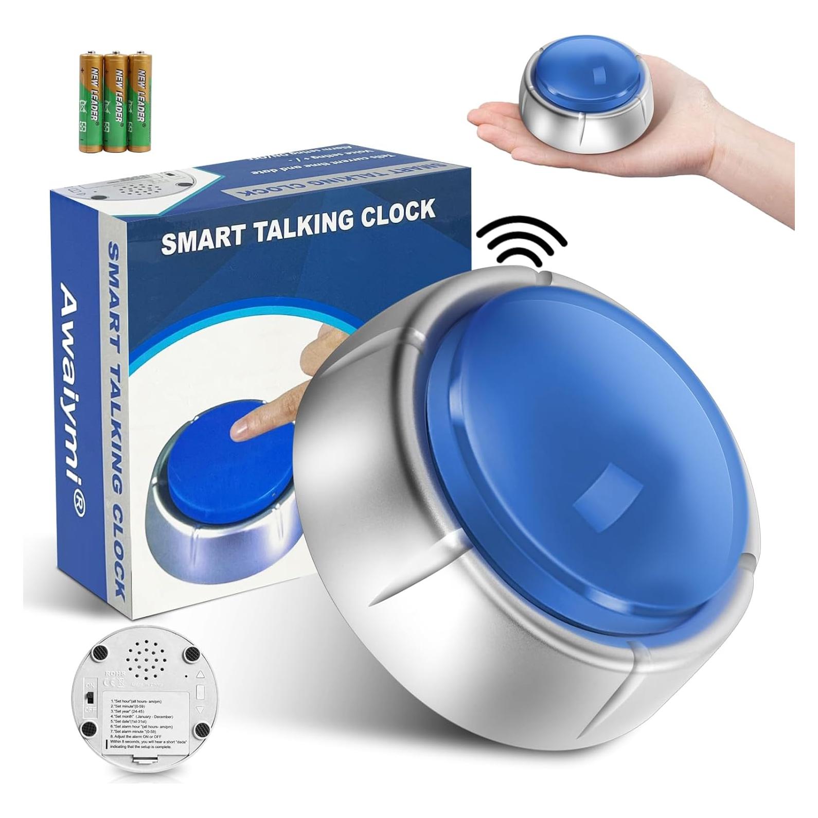 Reloj Botón Hablante Awaiymi Digital para Ciegos Azul