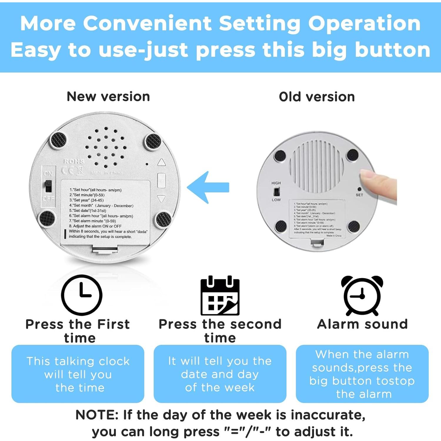 Reloj Botón Hablante Awaiymi Digital para Ciegos Azul