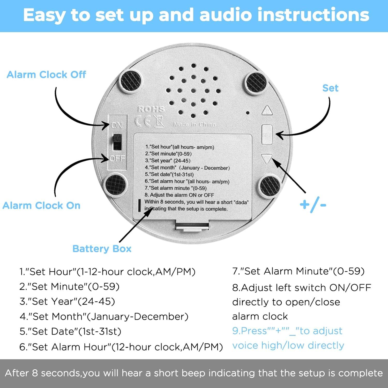 Reloj Botón Hablante Awaiymi Digital para Ciegos Azul