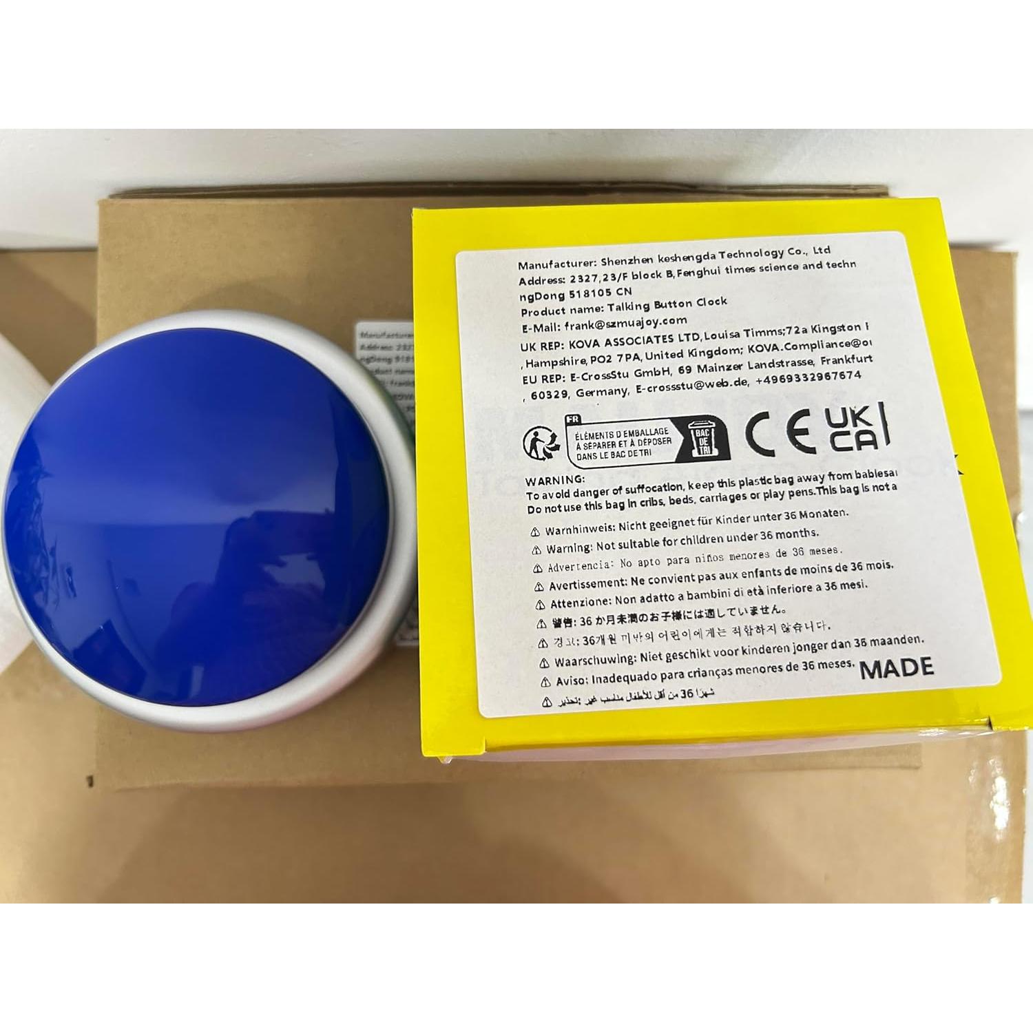 Reloj Despertador Hablante MAUJOY Azul con Control de Volumen