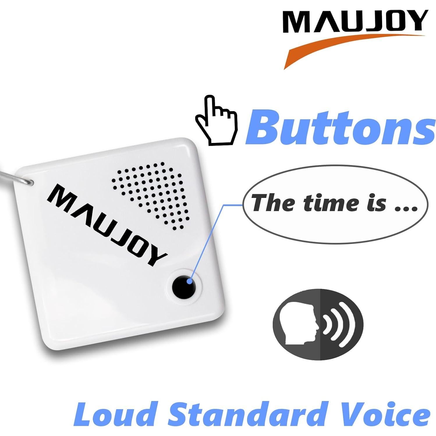 Reloj Hablante MAUJOY para Ciegos - Llavero Compacto Blanco