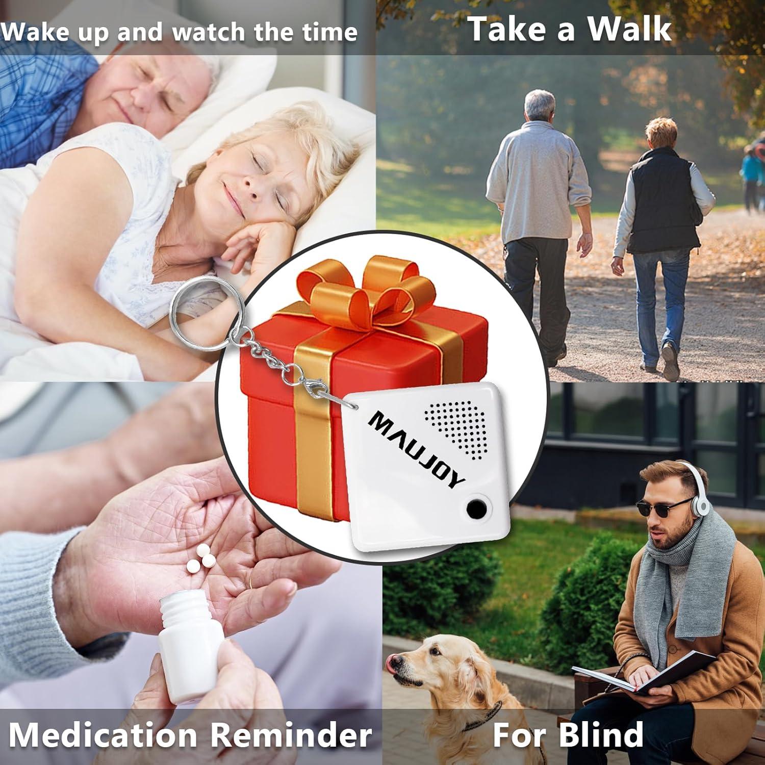 Reloj Hablante MAUJOY para Ciegos - Llavero Compacto Blanco