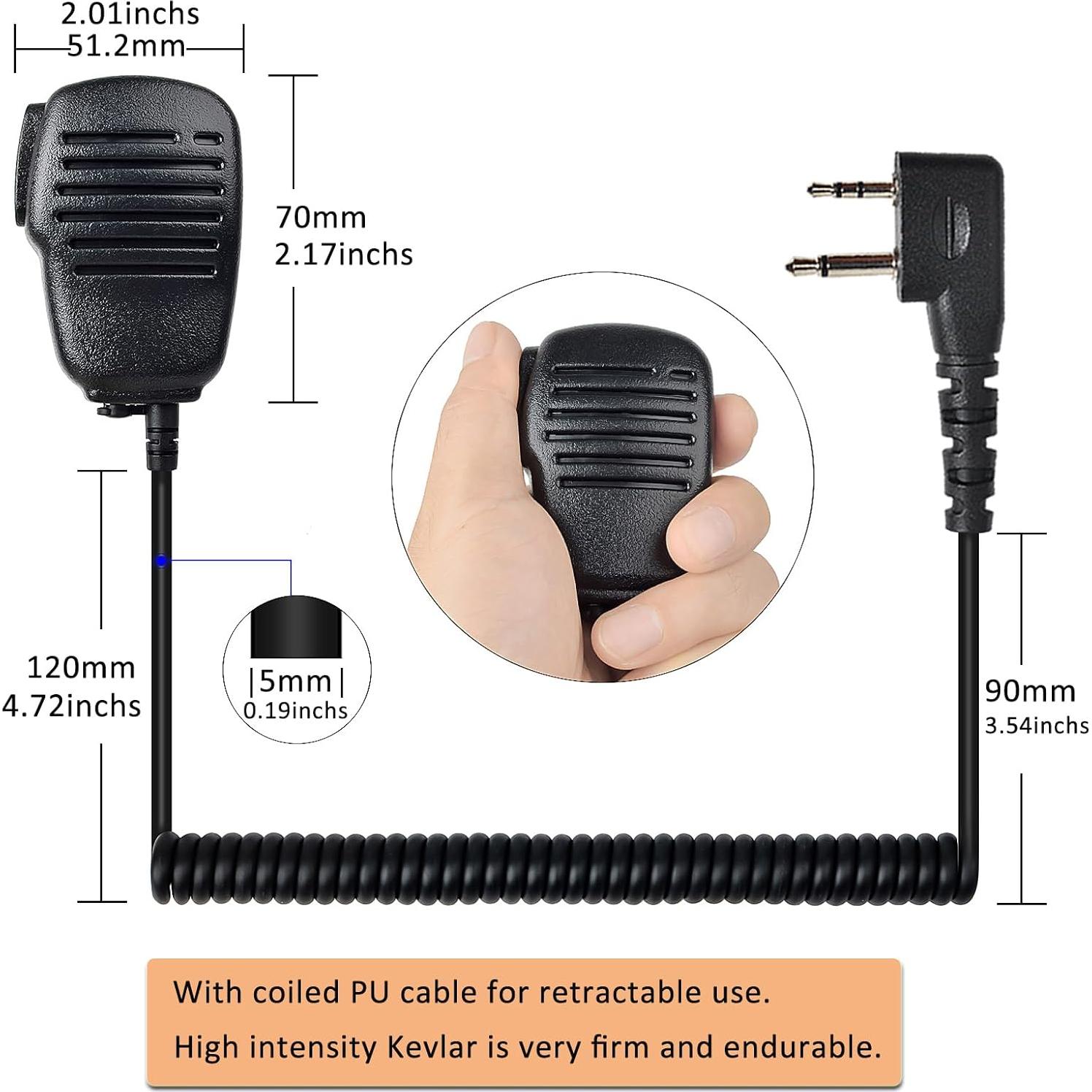 Micrófono de Altavoz HYS para Radios Midland 2 Pines - Negro