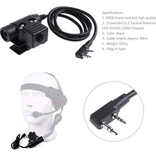 Adaptador Militar U94 PTT 2 Pines Kenwood Baofeng 7mm