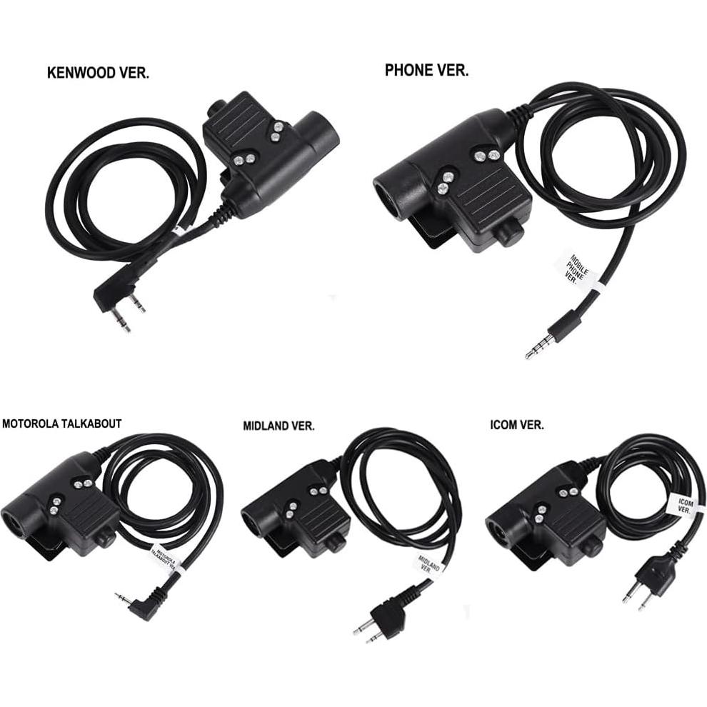 Adaptador Militar U94 PTT 2 Pines Kenwood Baofeng 7mm
