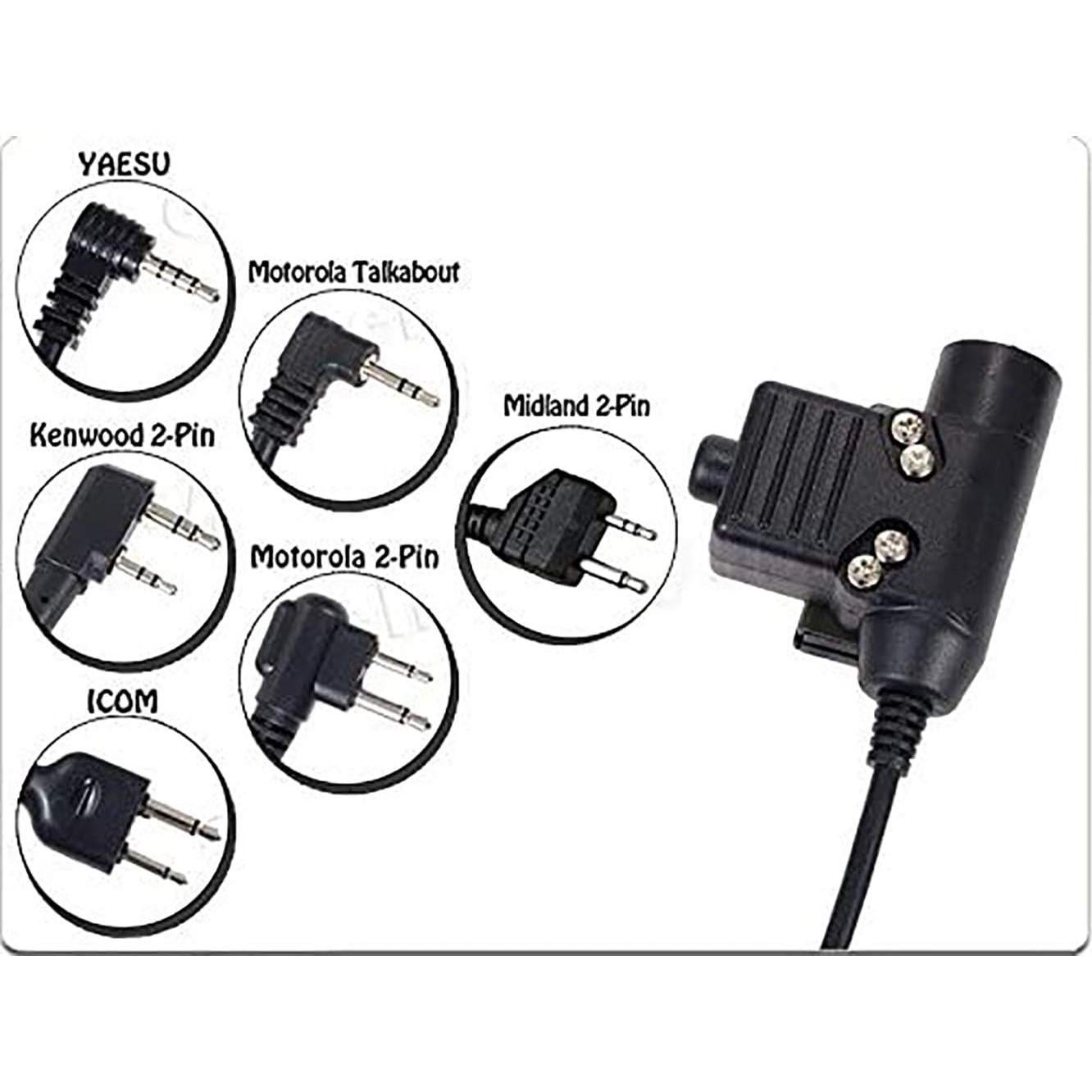 Adaptador Militar U94 PTT 2 Pines Kenwood Baofeng 7mm