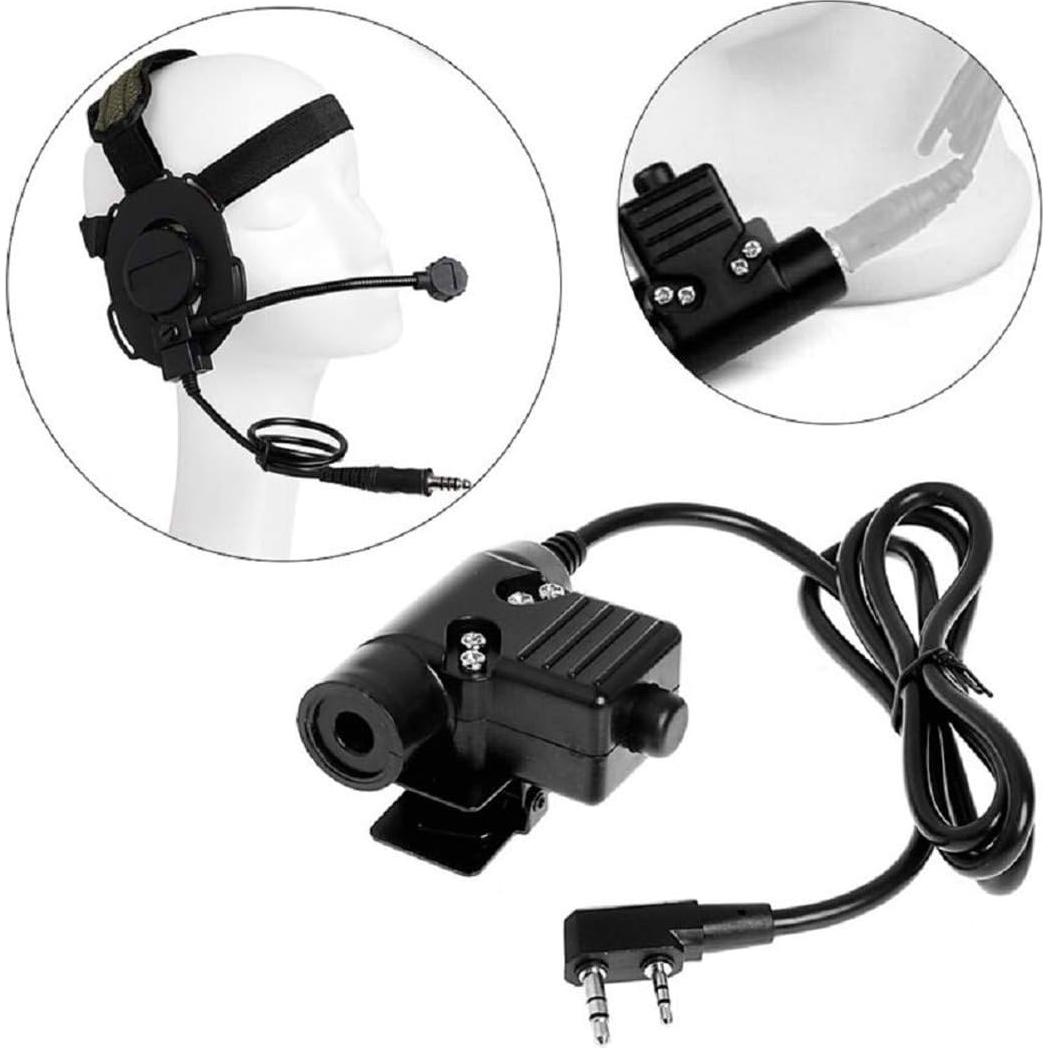 Adaptador Militar U94 PTT 2 Pines Kenwood Baofeng 7mm