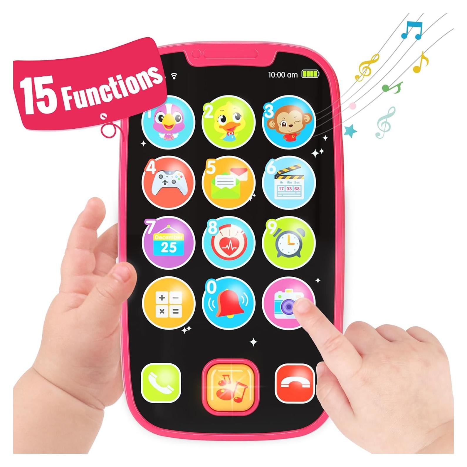 Teléfono Juguete para Bebé BABYFUNY Rosa 15 Funciones 12-18 Meses