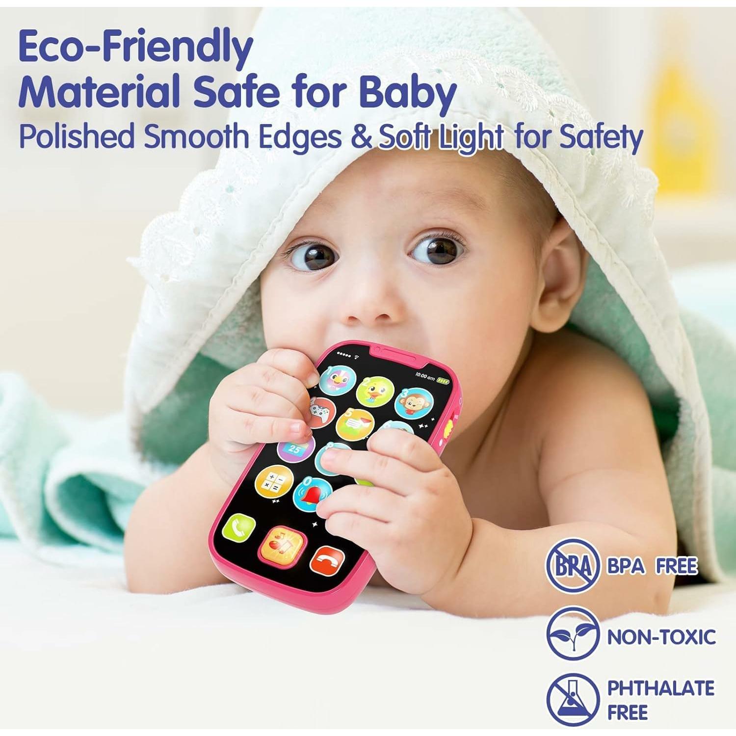 Teléfono Juguete para Bebé BABYFUNY Rosa 15 Funciones 12-18 Meses