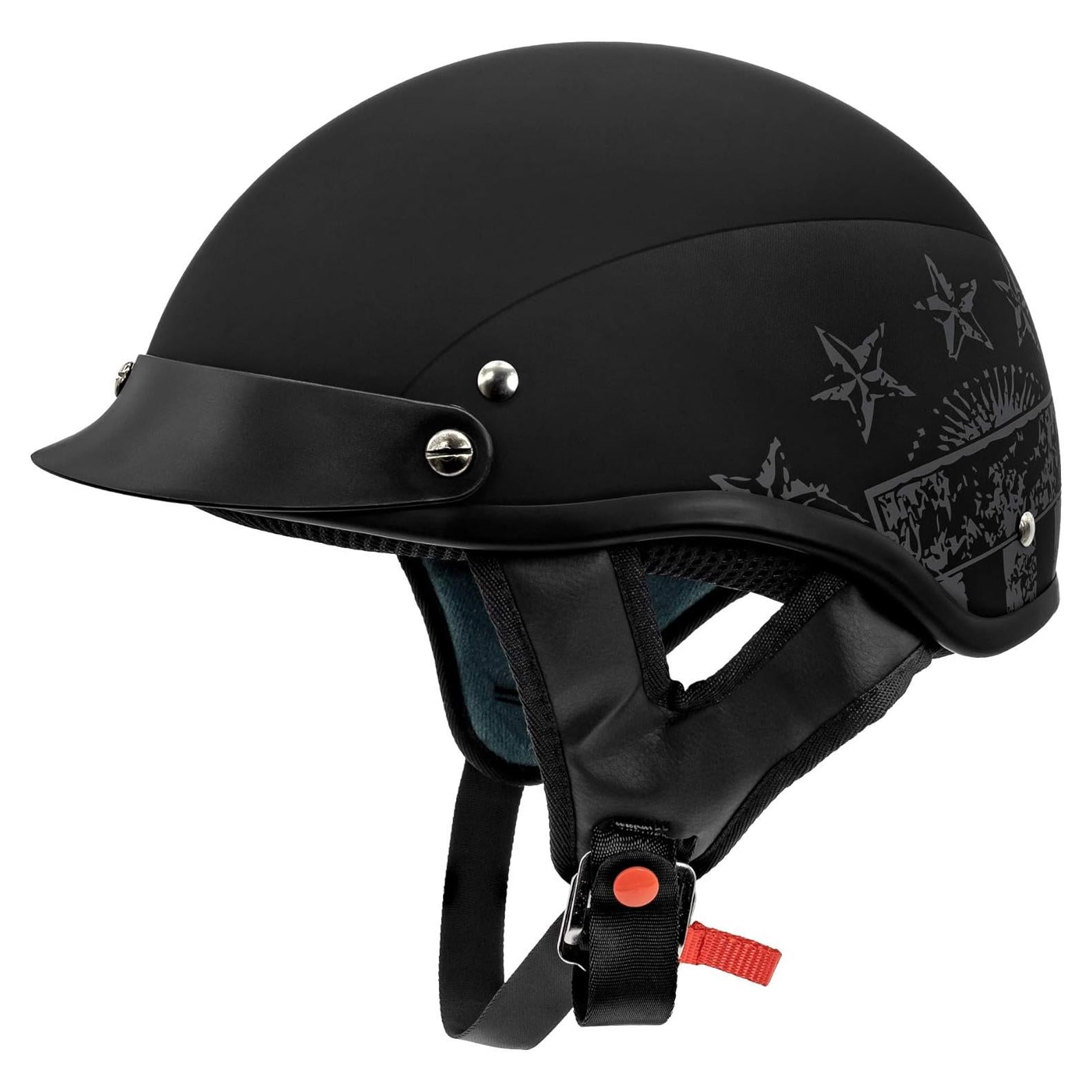 Casco de motocicleta VCAN V5 X-Large Negro con Bandera