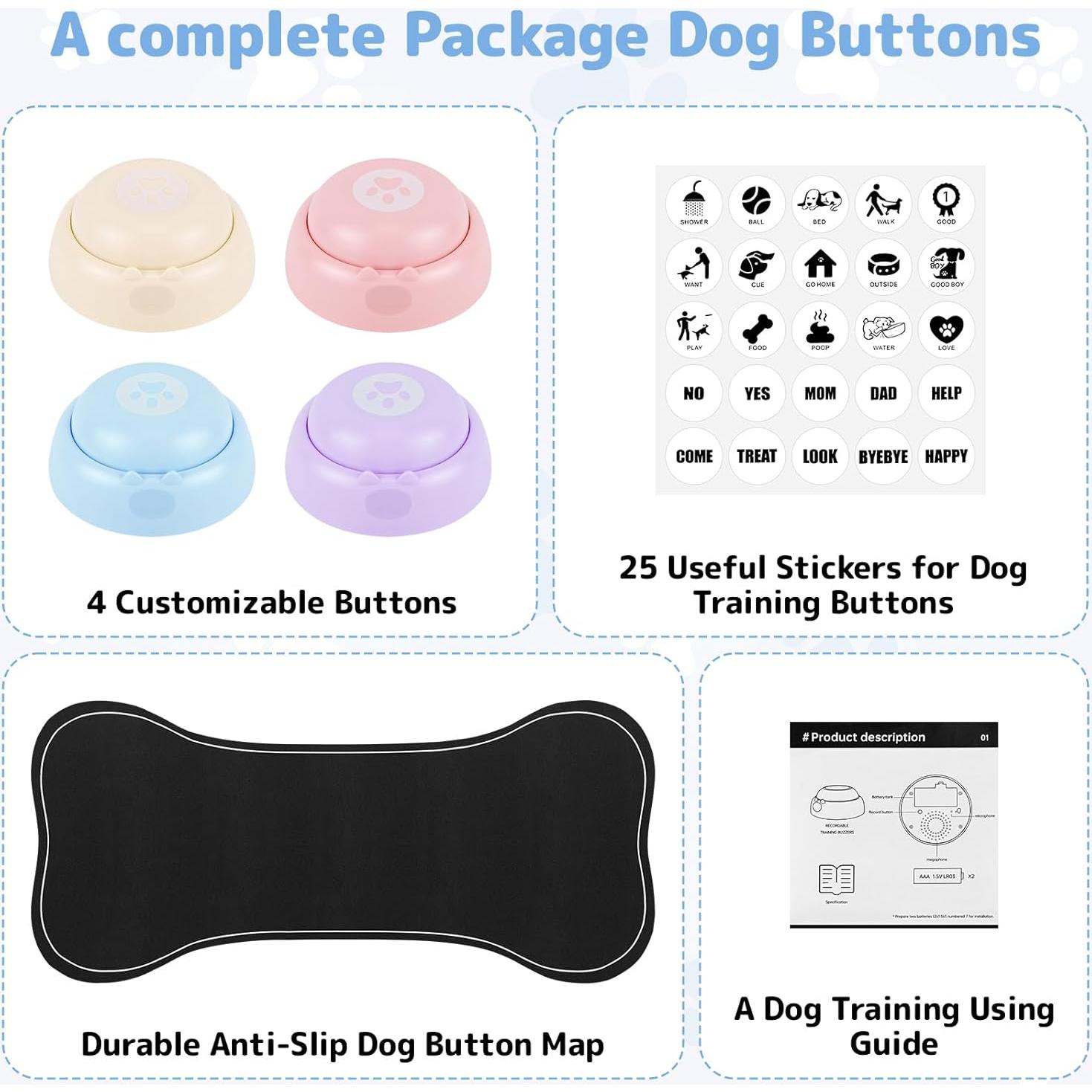 Botones de Comunicación para Perros Saxialy - 4 Piezas Grabables