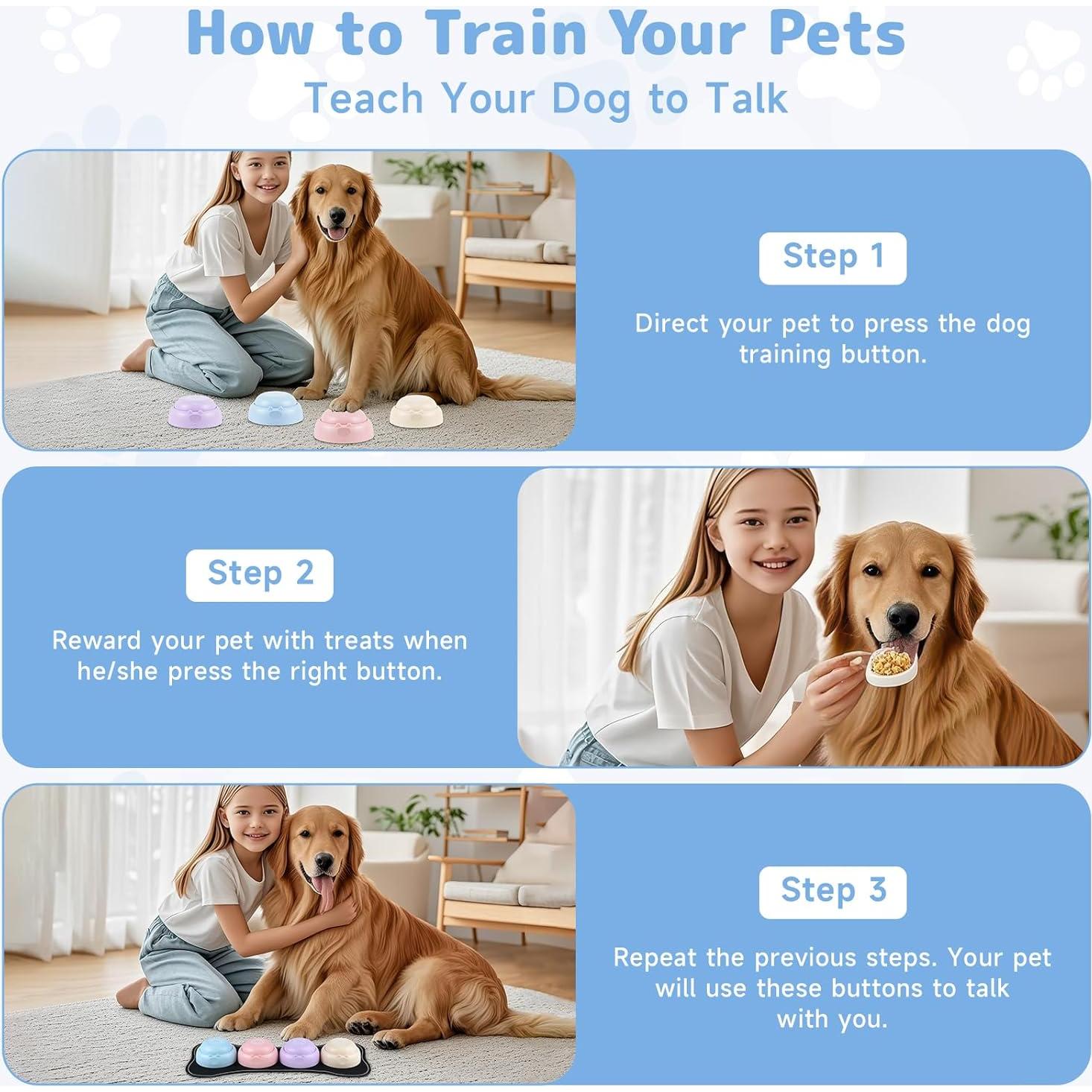 Botones de Comunicación para Perros Saxialy - 4 Piezas Grabables