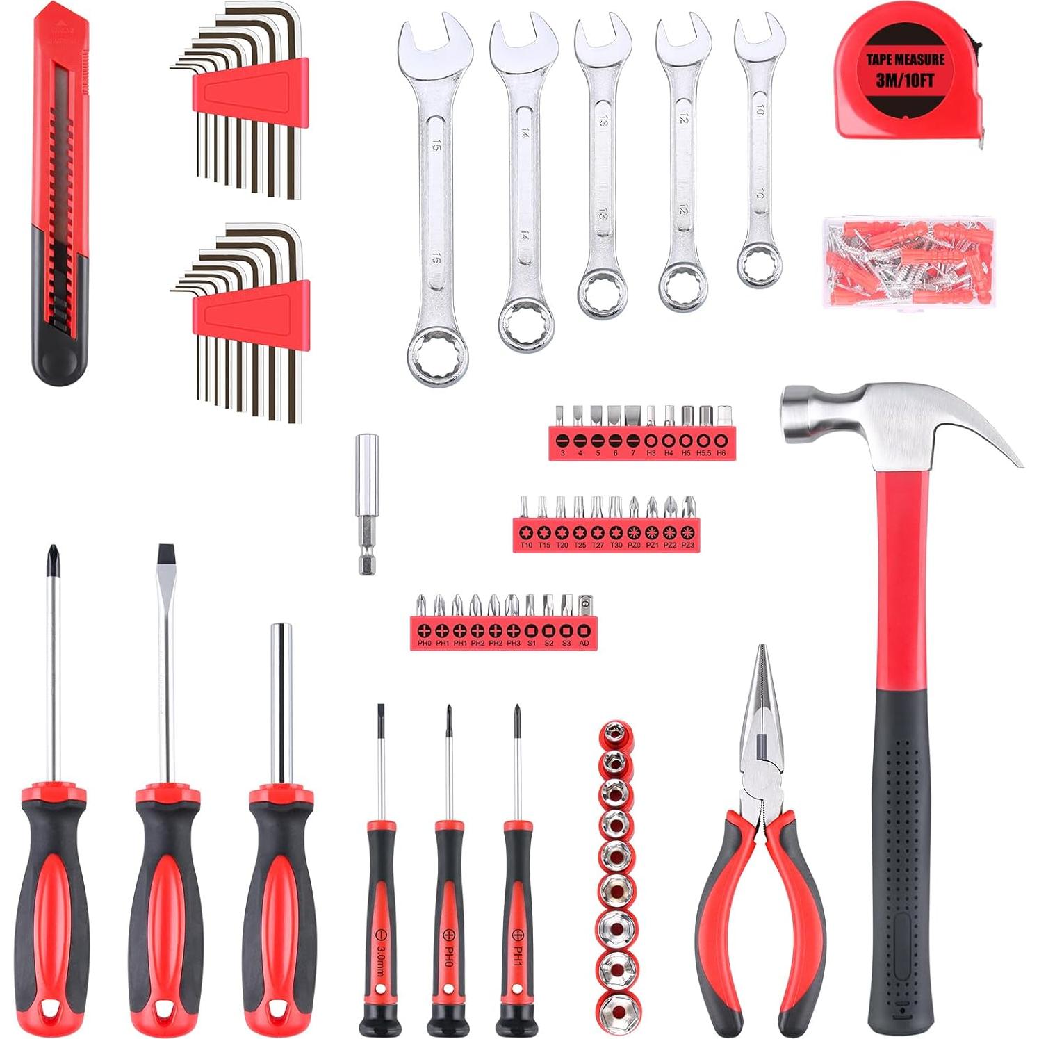 WINNER 175-Piece Multi-Purpose Automotive and Household Tool Kit in Toolbox Storage Case, Perfect for General Home and Auto Repairs, House DIY Project, Garage, Car, Travel Emergency, Housewarming Gift