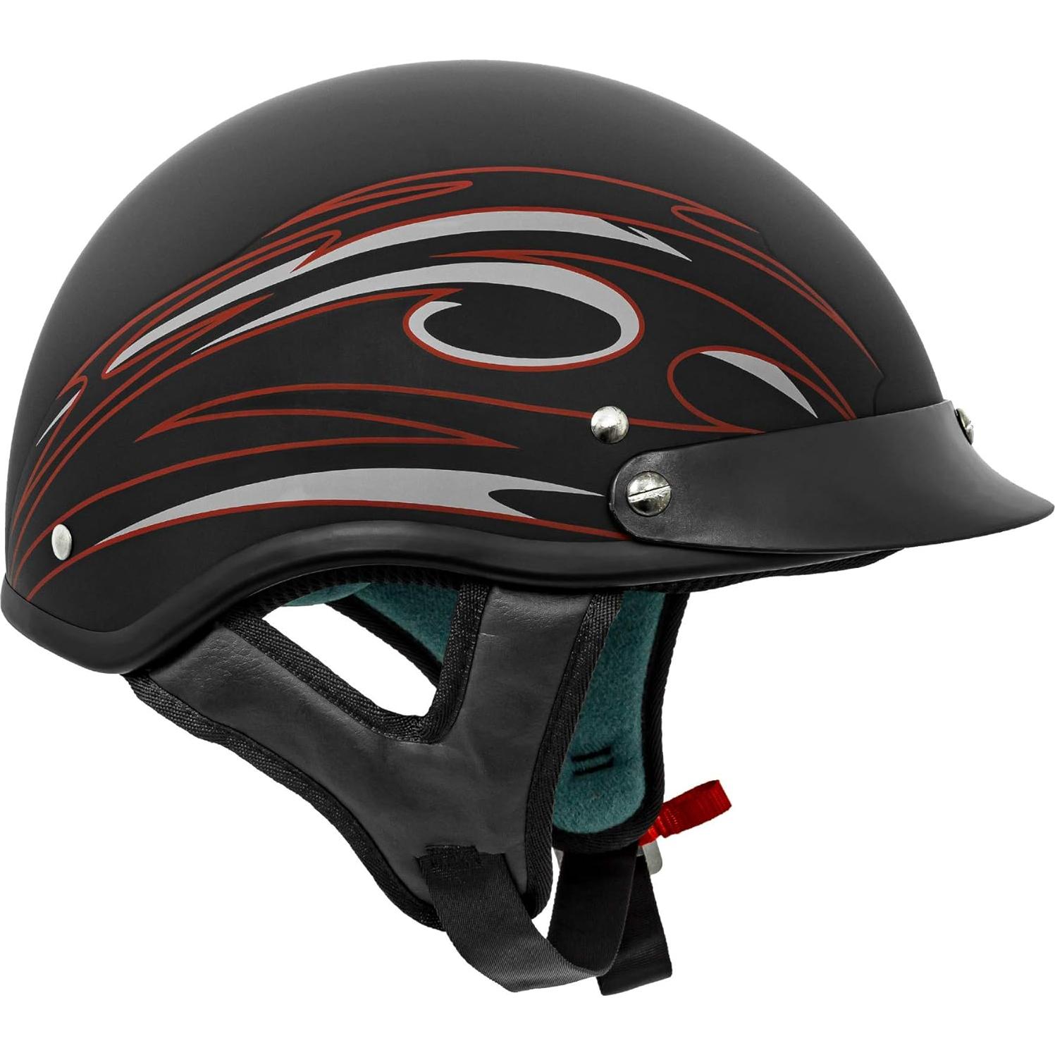 Casco VCAN V5 Cruiser Negro Plano con Hoja Roja