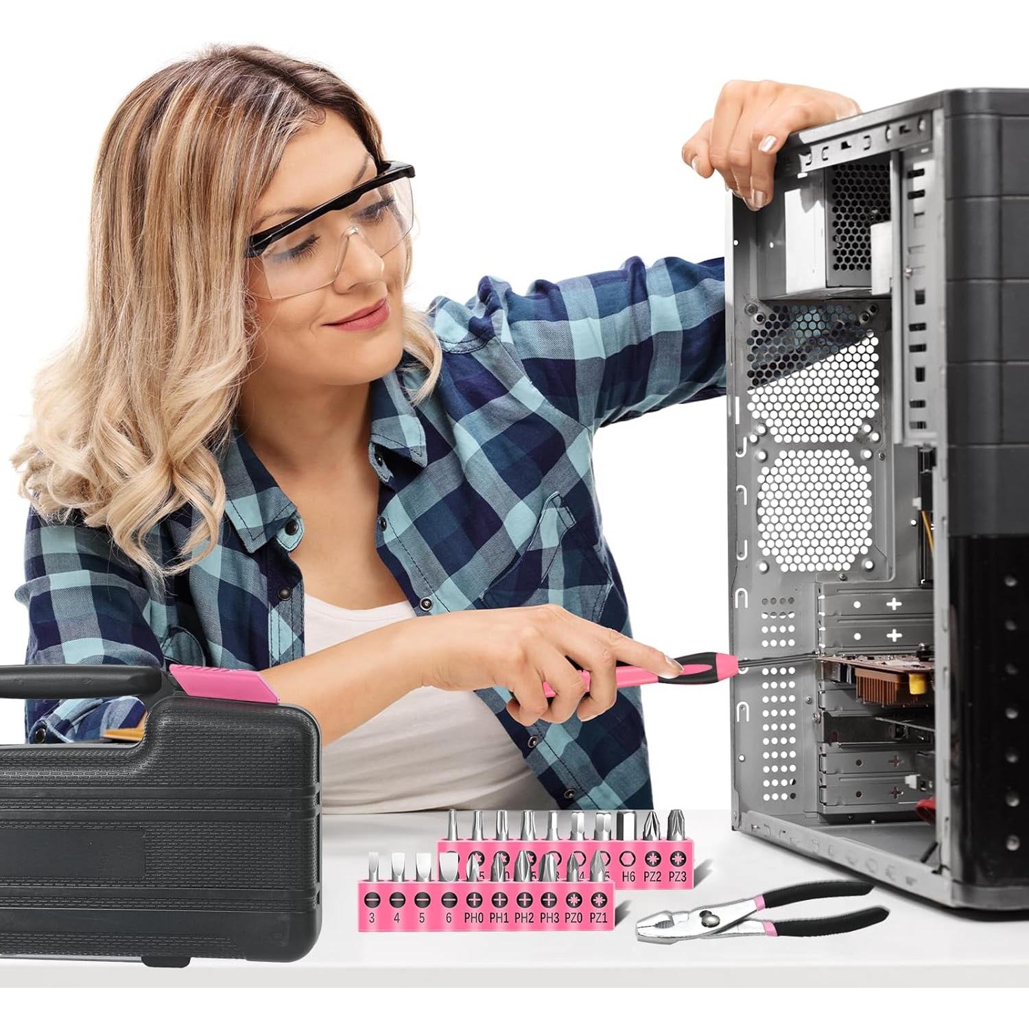 Kit de herramientas HANGYING 39 piezas rosa para el hogar