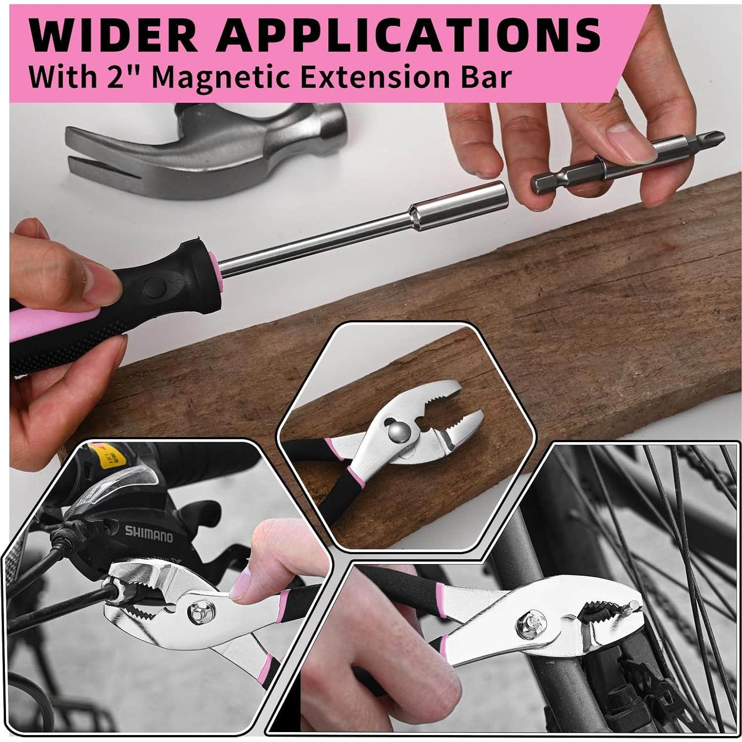 Kit de Herramientas Rosa 58 Piezas GETFOO para el Hogar