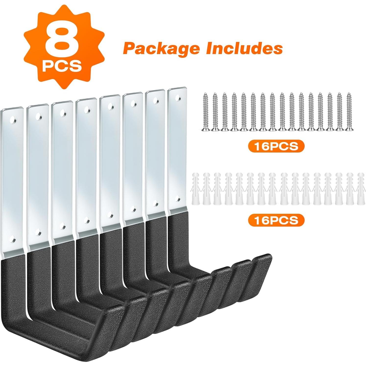Juego de 8 Ganchos de Garaje TVKB Alta Resistencia 39.9 kg