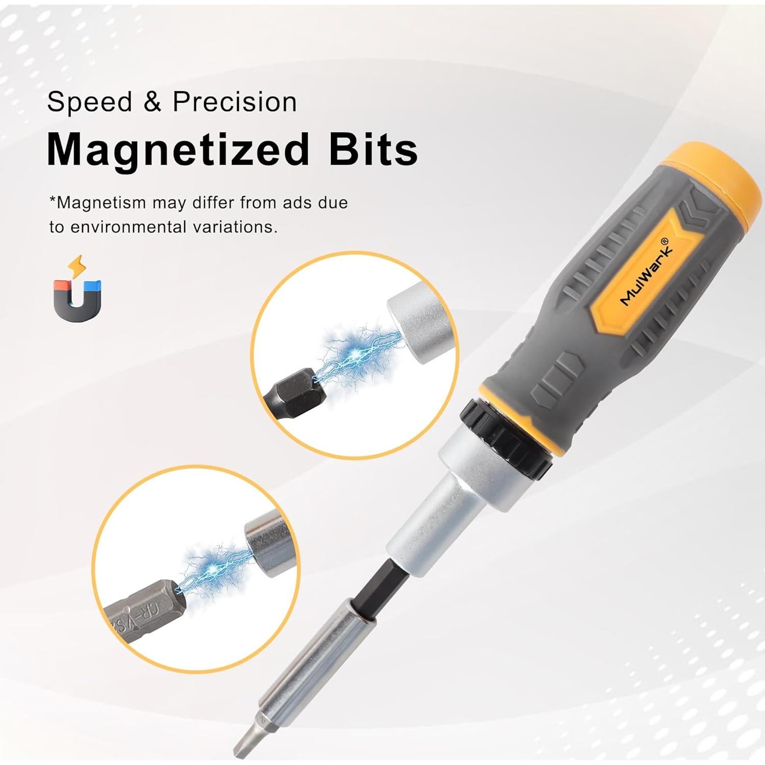 MULWARK Screwdriver Bit Set & Socket Kit, 77-Pieces Ratcheting Screwdriver Set with Case, 77 in 1 Multi Bit Screw Driver for Home DIY, Electronics, Car Emergency and Garage