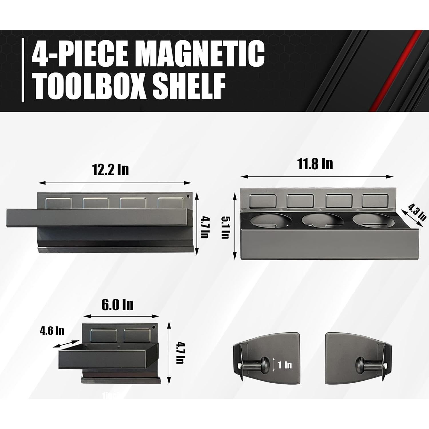 C&T Juego de Estante Magnético 4 Piezas para Herramientas