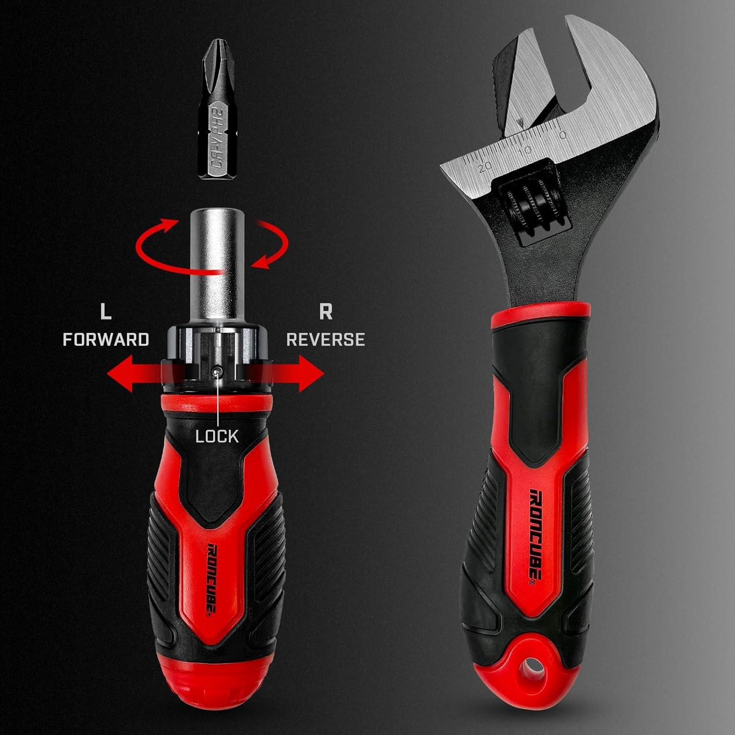 Juego de Llaves de Carraca 53 Piezas IRONCUBE con Destornillador 20-en-1