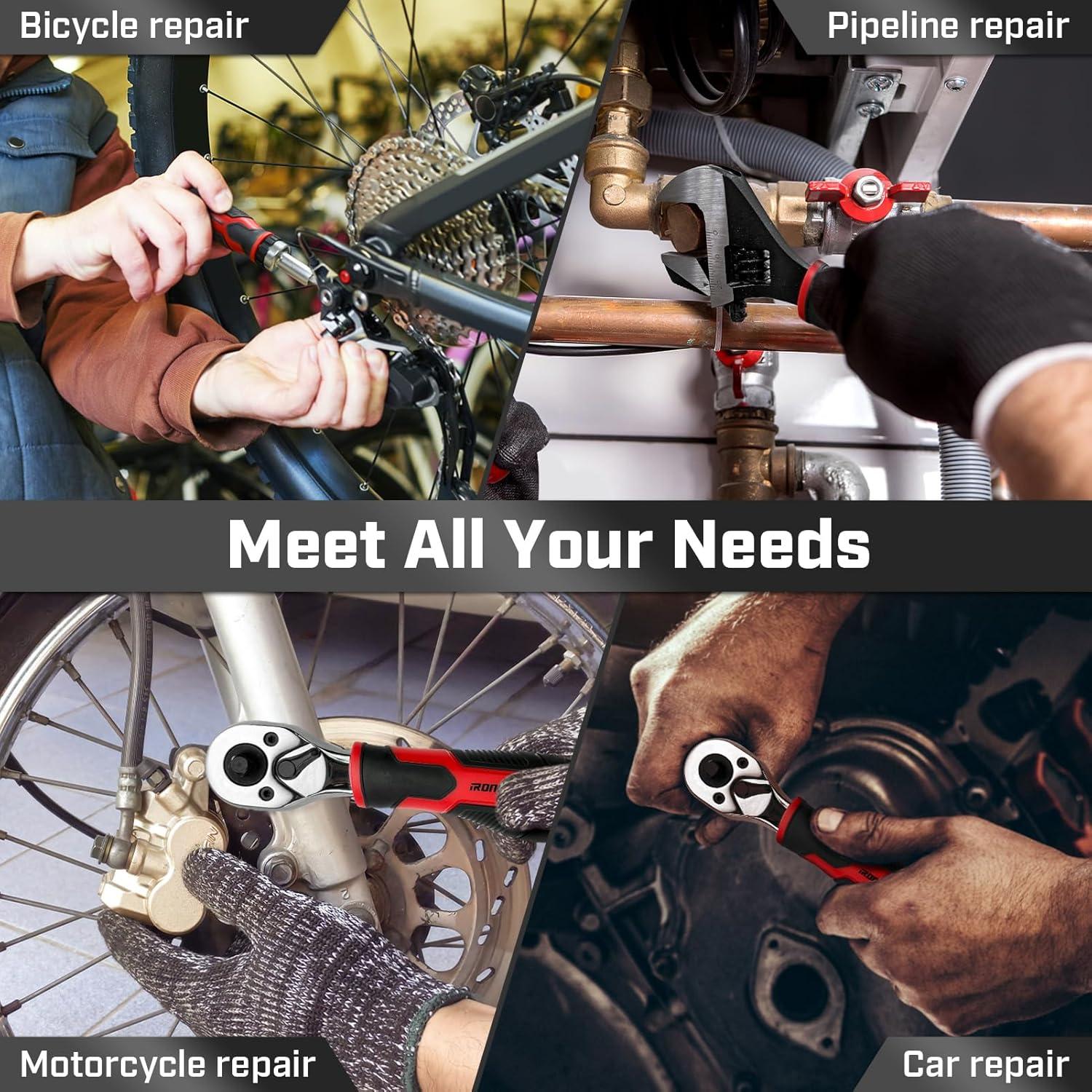 Juego de Llaves de Carraca 53 Piezas IRONCUBE con Destornillador 20-en-1