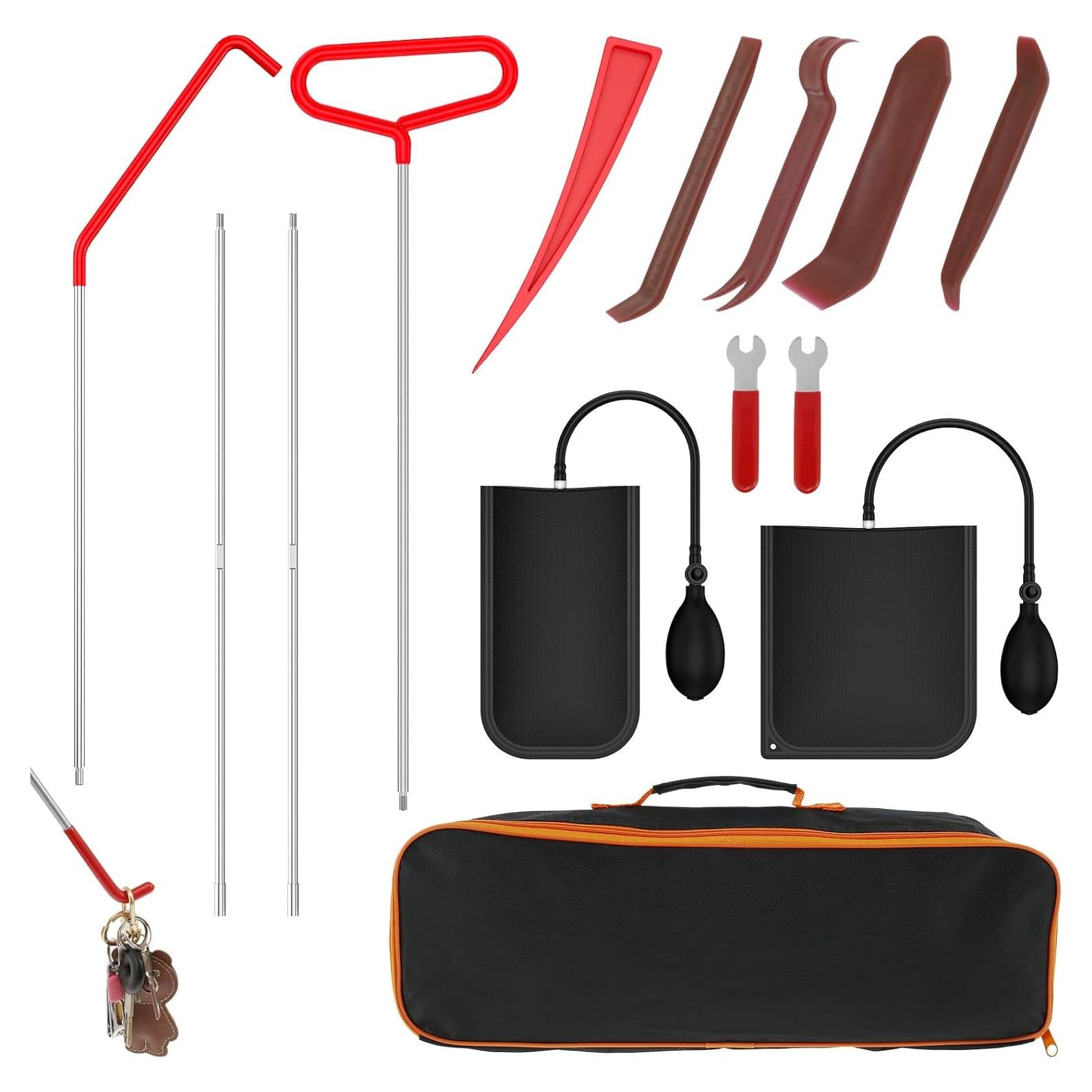 Stainless Steel Assorted 5th Wheel Pin Puller, 66 Inch Pull Hook J-Hook Tool Set, Garage Door Pull Hook, Long Distance Hook Tool, Portable Car Emergency Hook Tree Cleaning Hook Panel Removal Tool