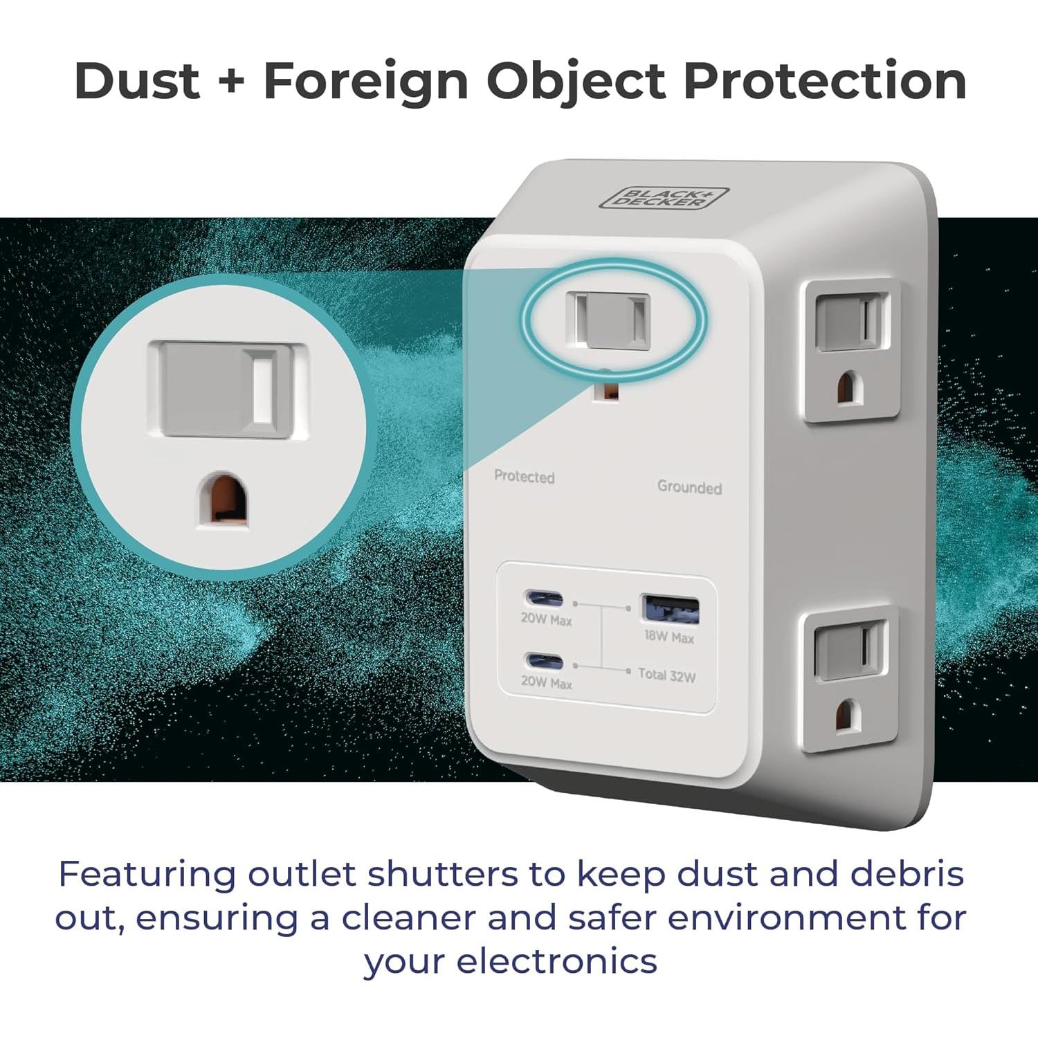 Cargador de pared BLACK+DECKER PD USB 5 salidas 32W