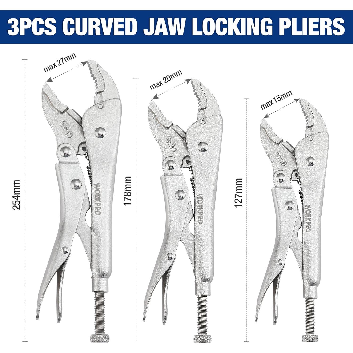 Juego de 5 Pinzas de Bloqueo WORKPRO - Acero Cromo-Vanadio