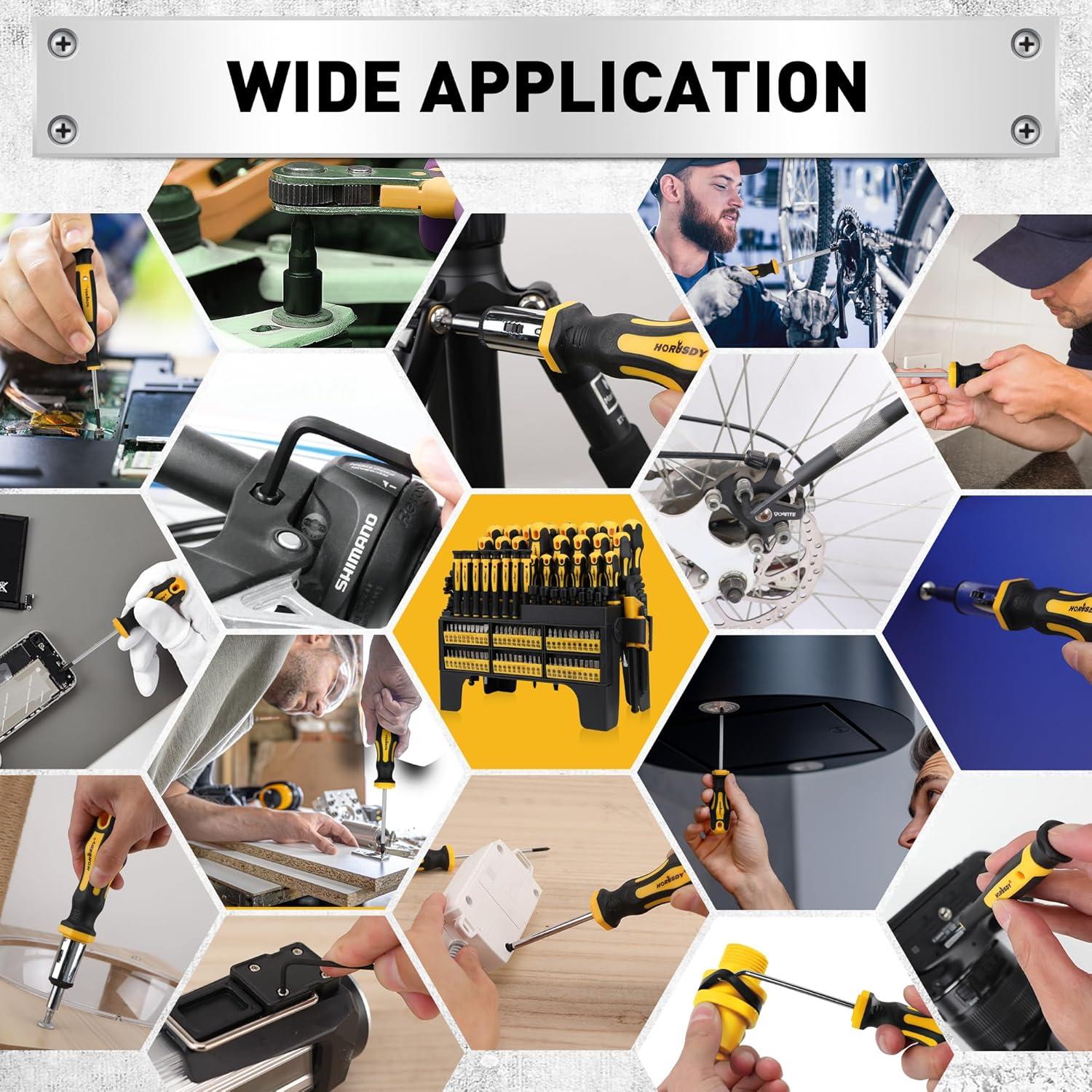 Juego de Destornilladores Magnéticos 140 Piezas HORUSDY