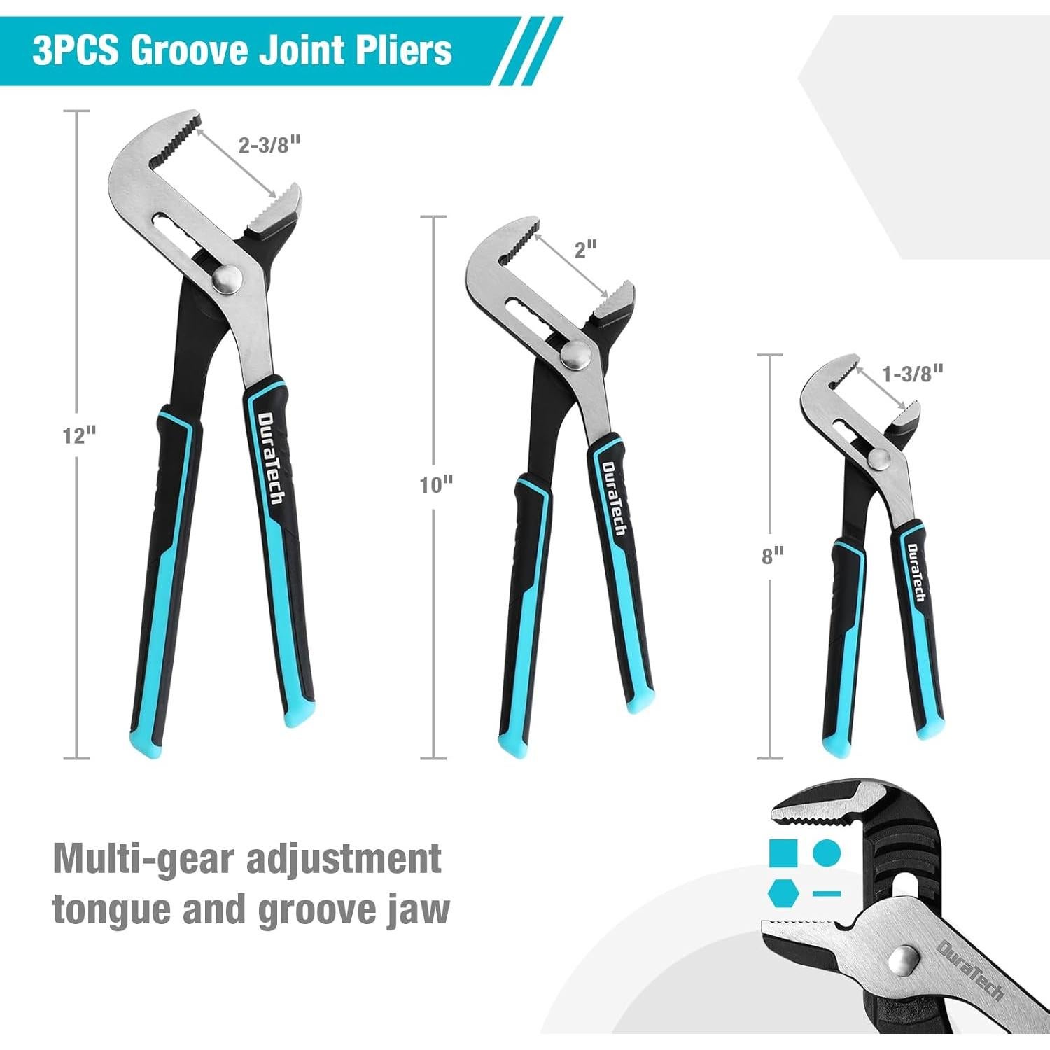 Juego de Alicates de 8 Piezas DURATECH con Bolsa Rodante