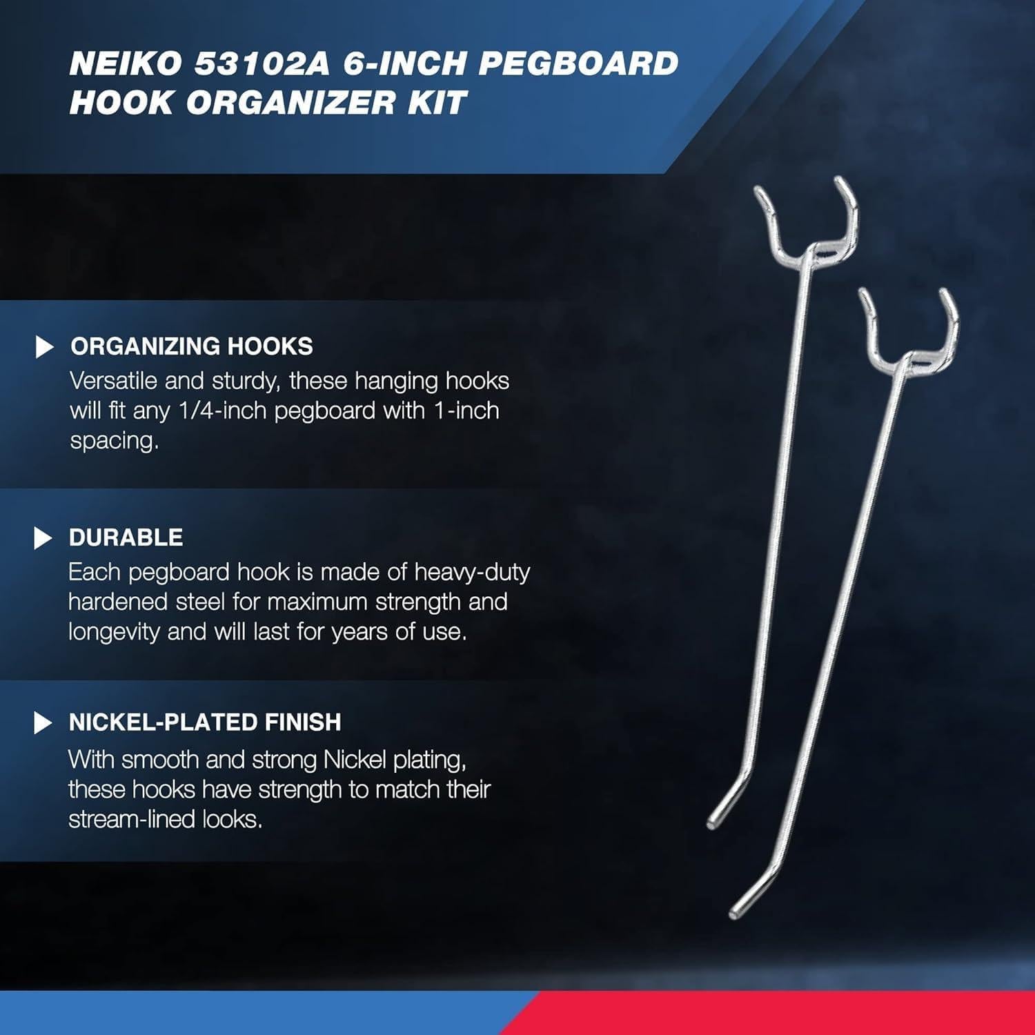 Kit de Ganchos Colgantes NEIKO 53102A 15.24 cm - 50 Piezas