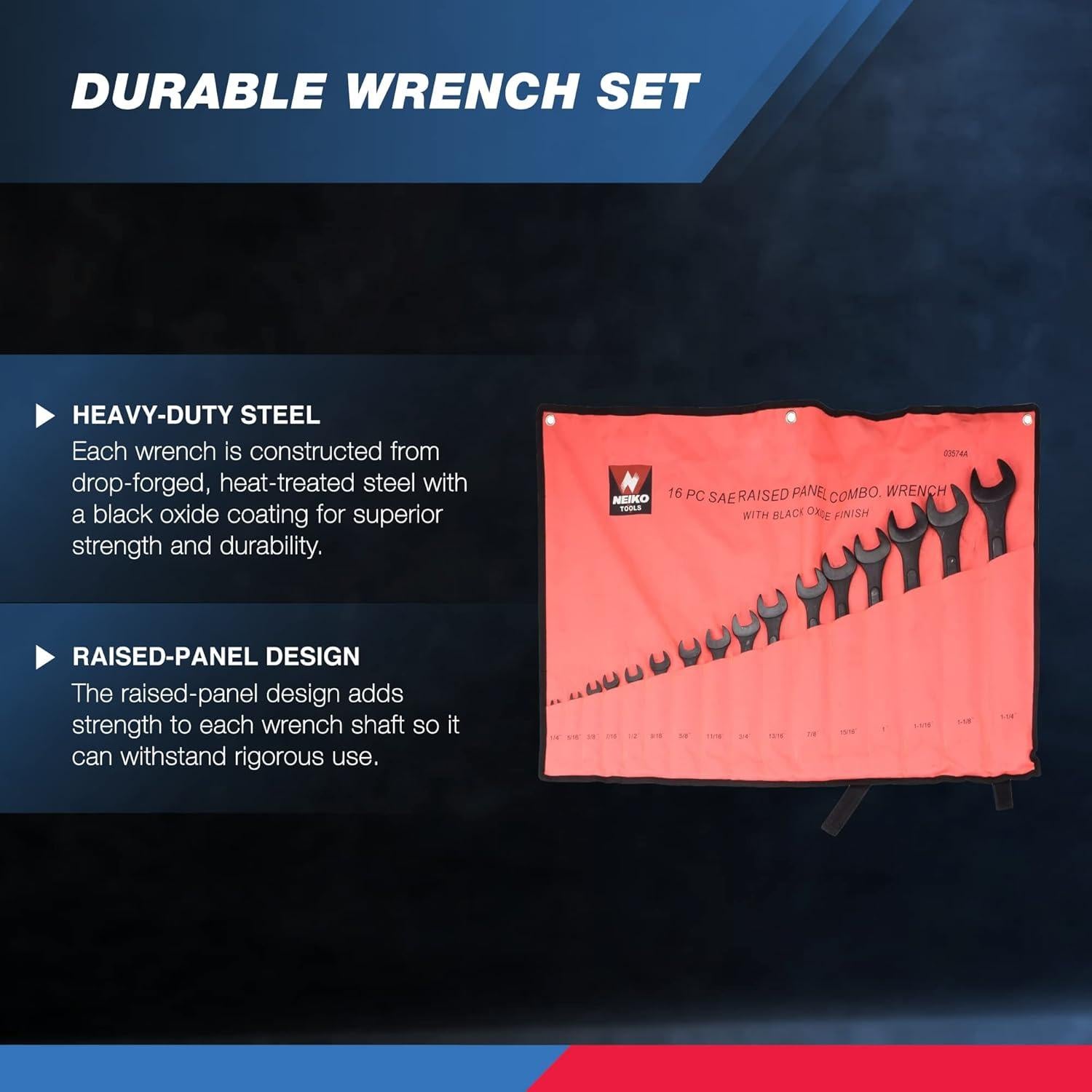 Juego de Llaves Combinadas Jumbo Neiko 16 Piezas SAE