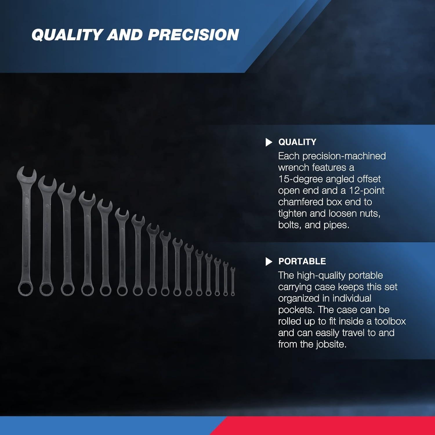 Juego de Llaves Combinadas Jumbo Neiko 16 Piezas SAE